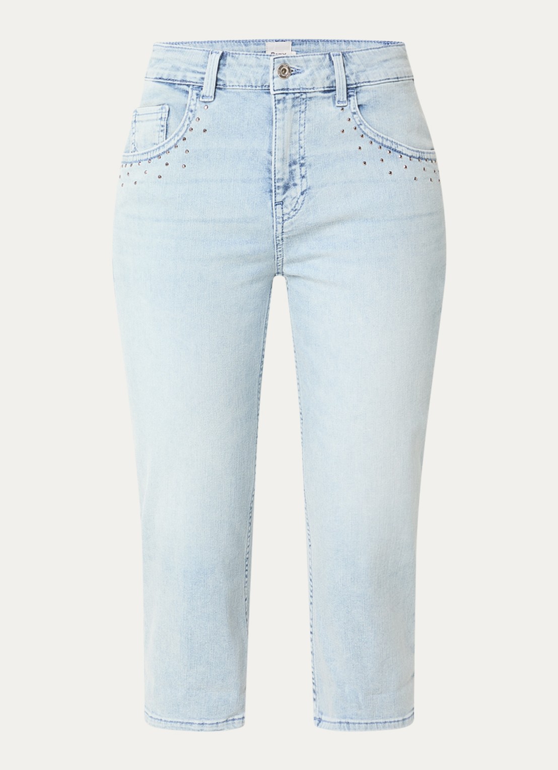 BRAX High waist slim fit capri broek met steekzakken - voorkant lichtblauw