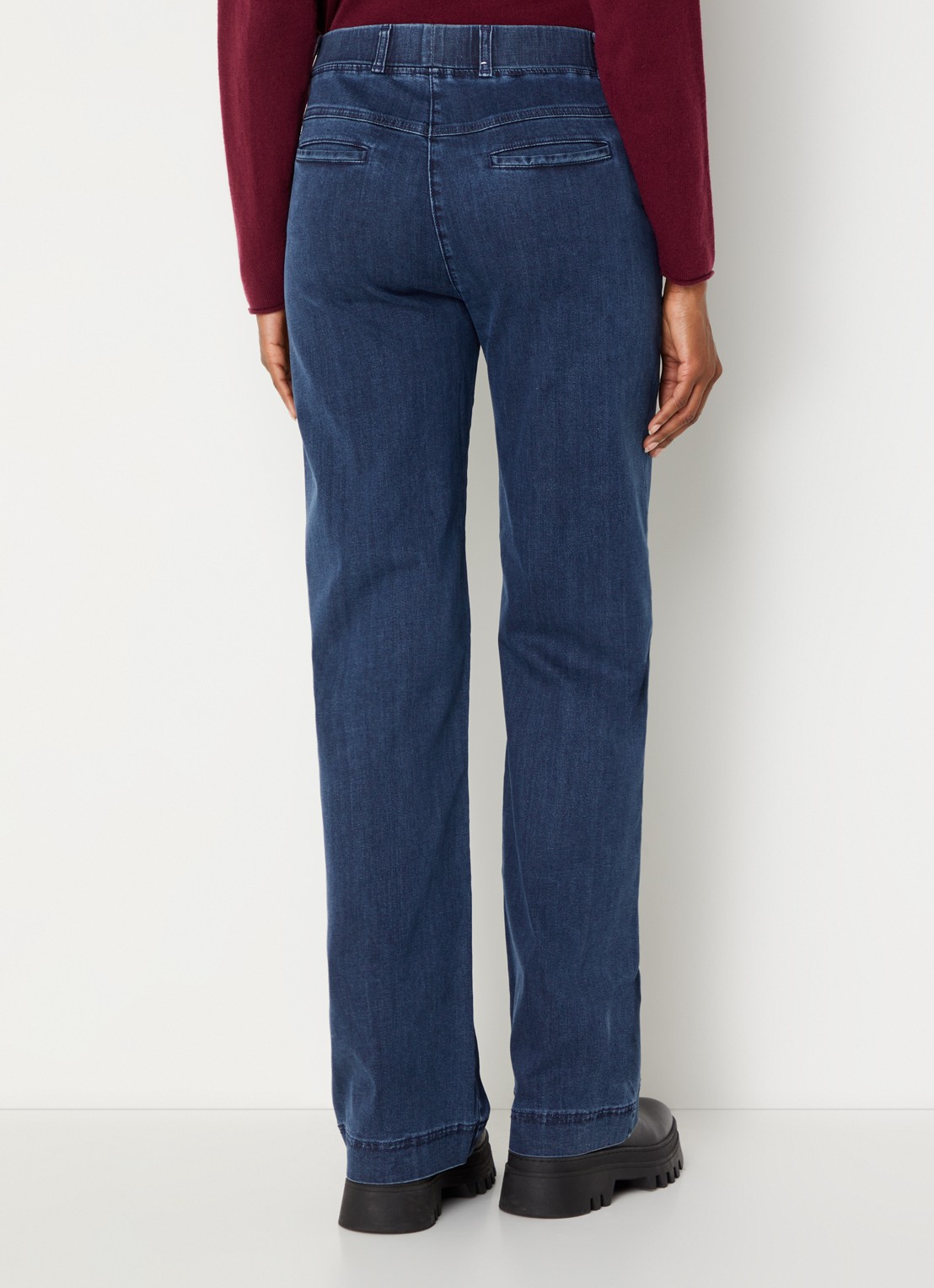 BRAX High waist straight fit jeans met steekzakken - achterkant donkerblauw