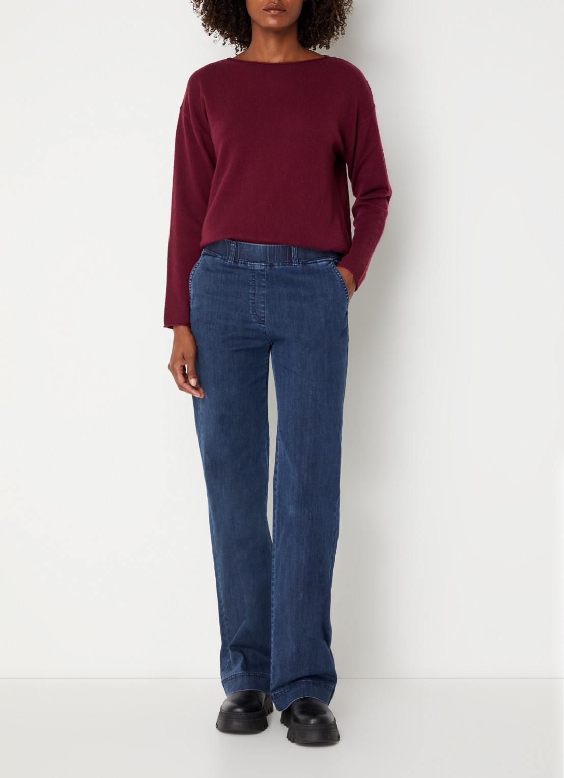 BRAX High waist straight fit jeans met steekzakken - voorkant 3 donkerblauw
