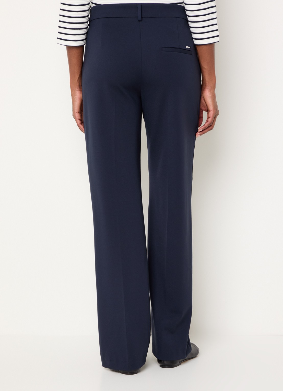 BRAX High waist wide fit pantalon met persplooi - achterkant 4 donkerblauw