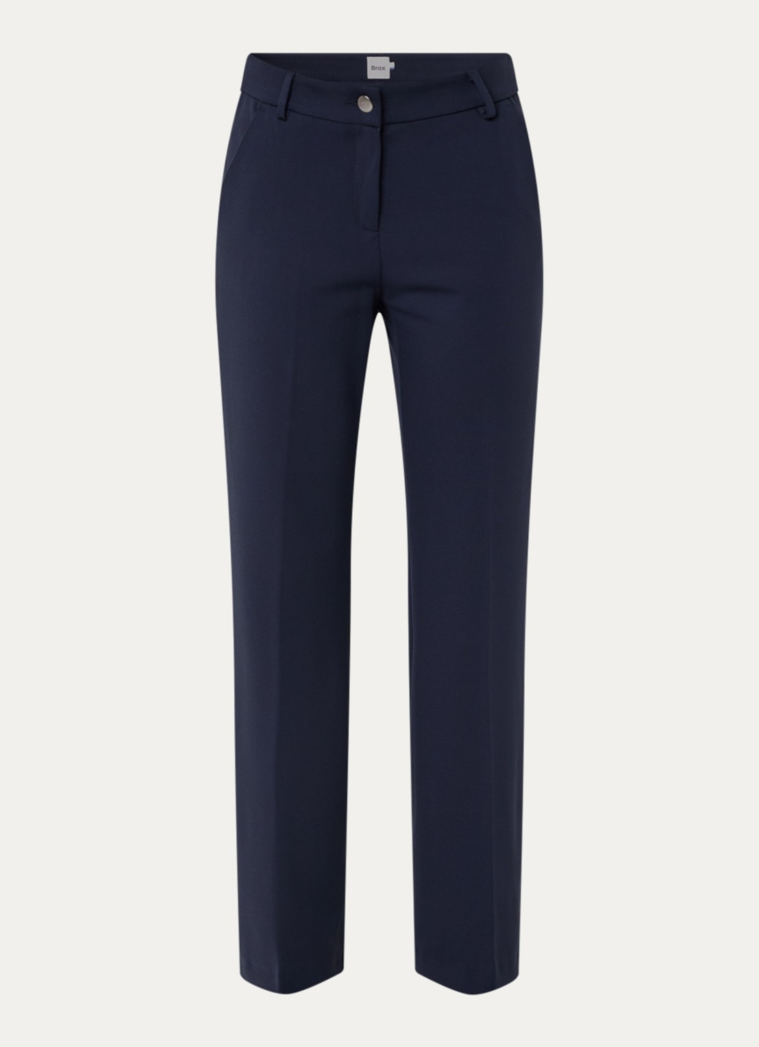 BRAX High waist wide fit pantalon met persplooi - voorkant 2 donkerblauw