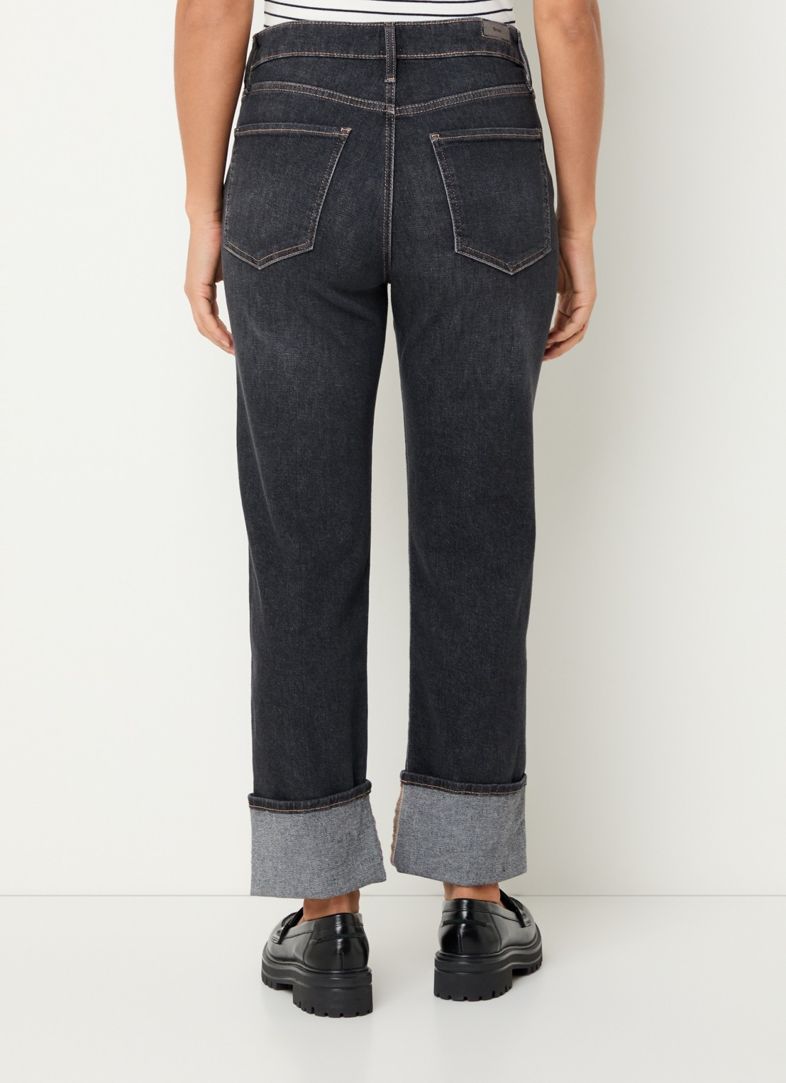 BRAX Madison high waist straight fit cropped jeans met steekzakken - achterkant zwart