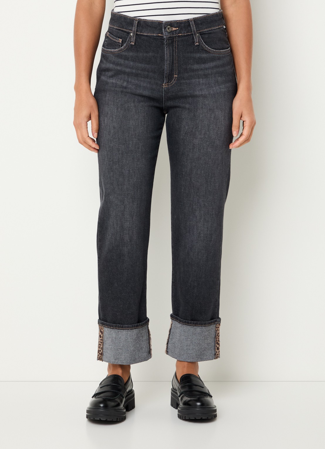 BRAX Madison high waist straight fit cropped jeans met steekzakken - detail 4 zwart