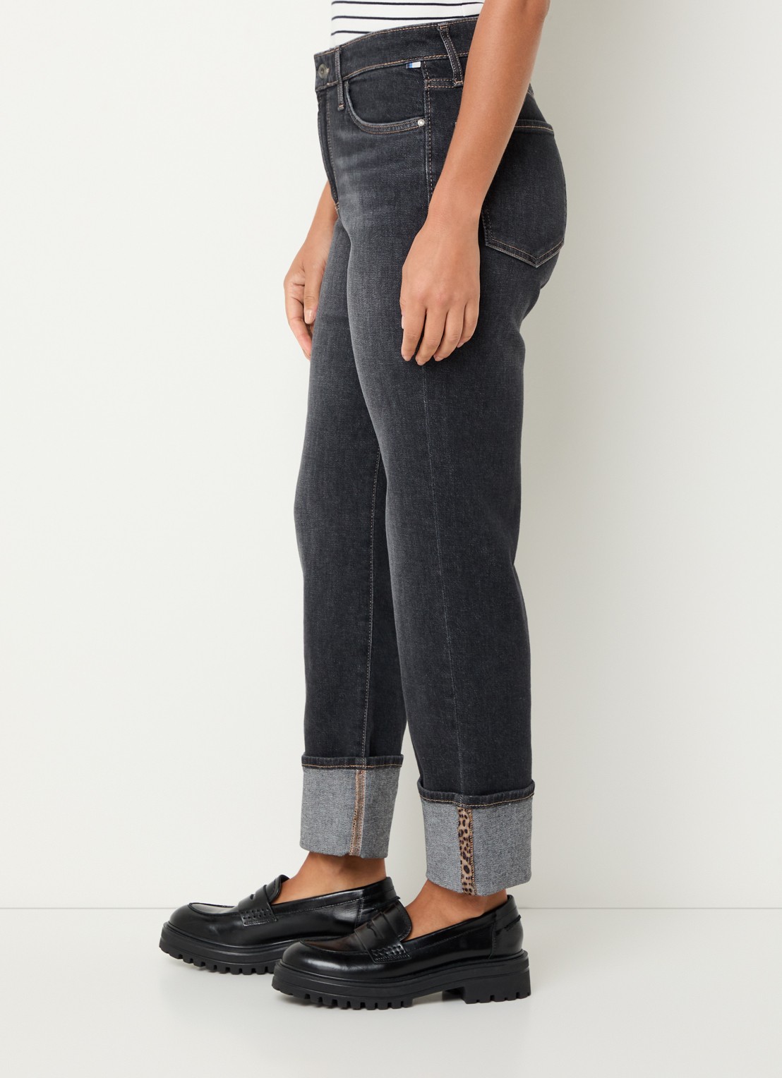 BRAX Madison high waist straight fit cropped jeans met steekzakken - detail 5 zwart
