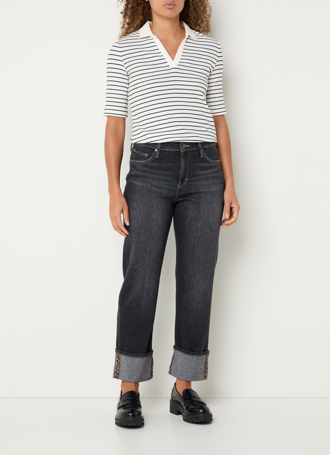 BRAX Madison high waist straight fit cropped jeans met steekzakken - voorkant 3 zwart