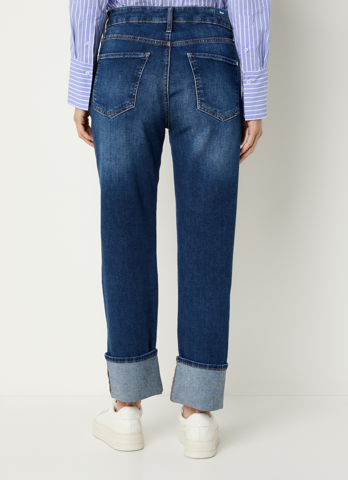BRAX Madison high waist straight fit cropped jeans met steekzakken - achterkant 5 indigo