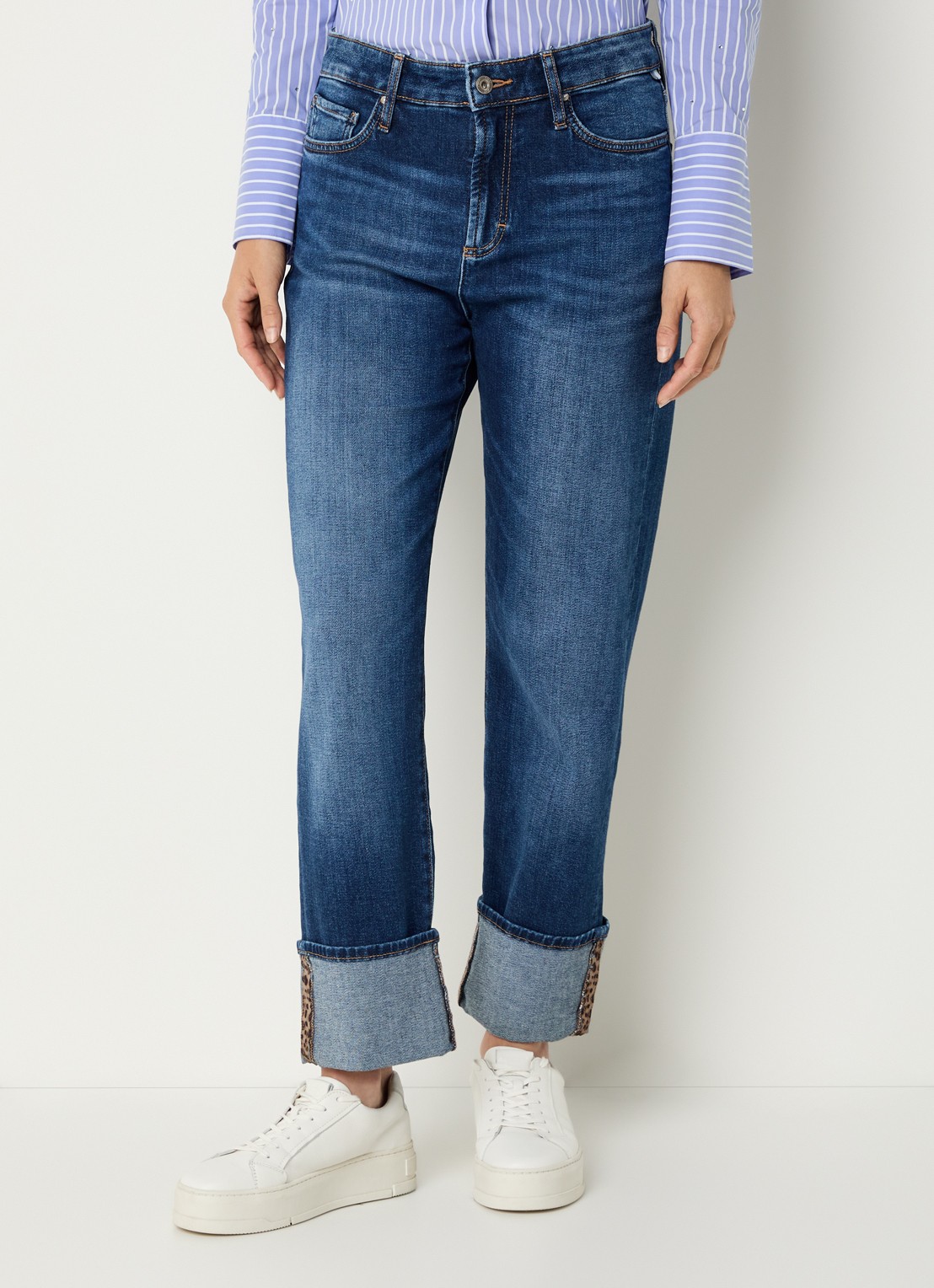 BRAX Madison high waist straight fit cropped jeans met steekzakken - detail 3 indigo