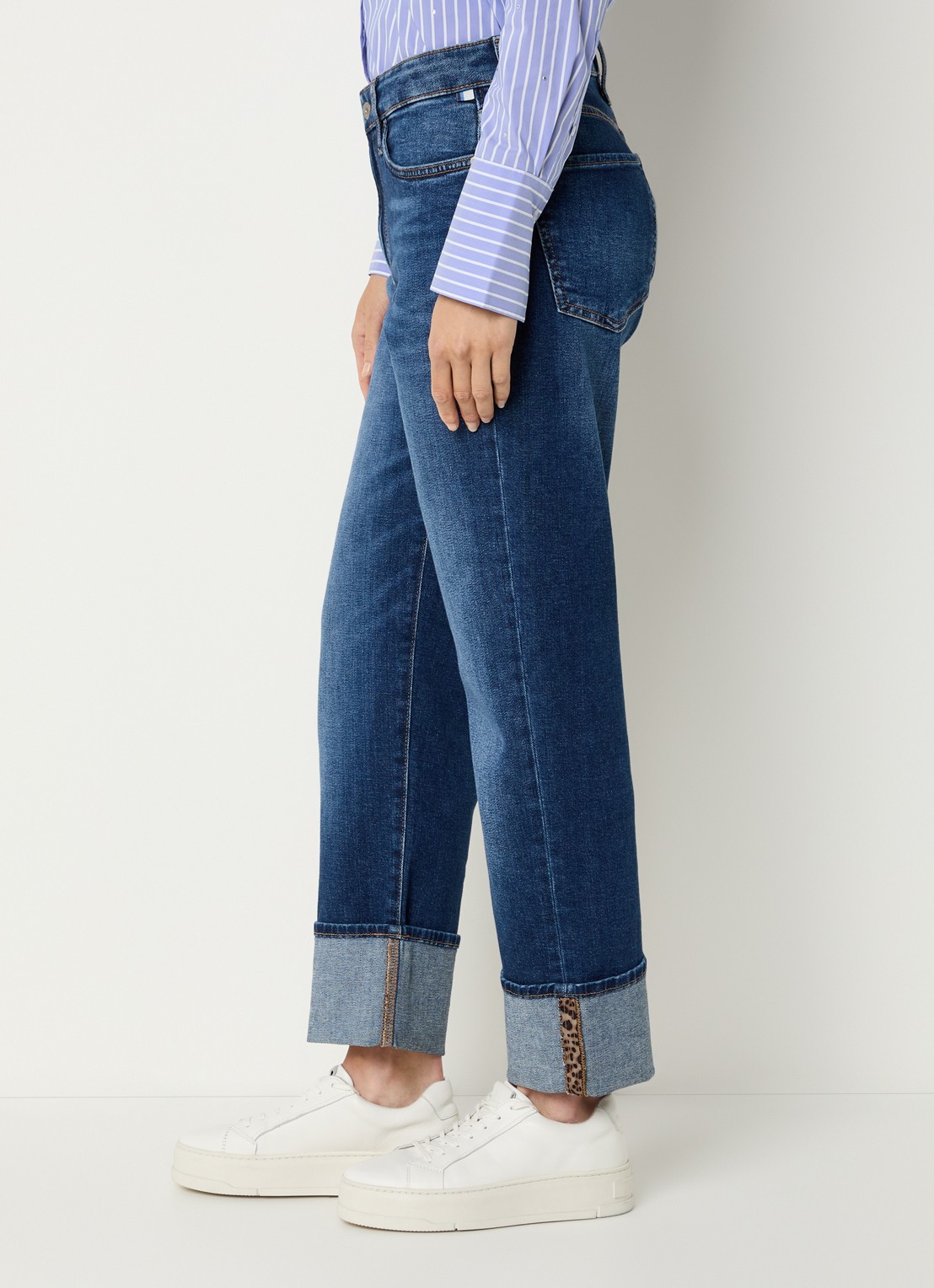 BRAX Madison high waist straight fit cropped jeans met steekzakken - detail 4 indigo