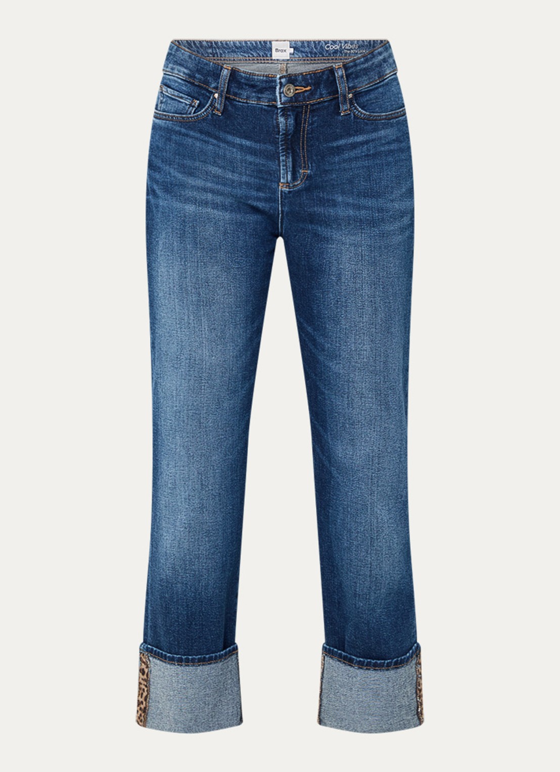 BRAX Madison high waist straight fit cropped jeans met steekzakken - voorkant indigo