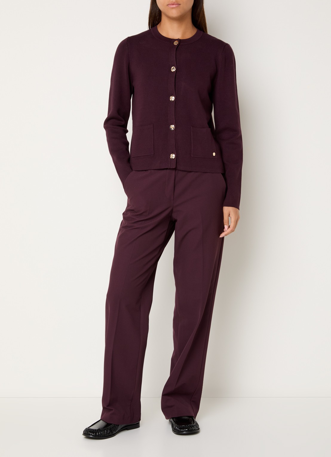 BRAX Maine high waist slim fit pantalon met steekzakken - voorkant 2 bordeauxrood