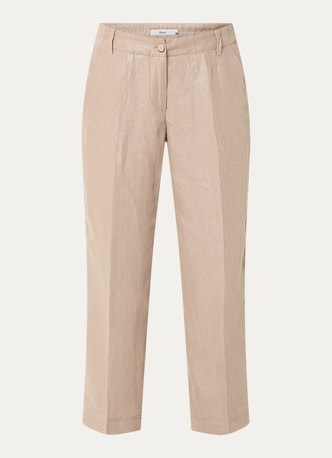 BRAX Maine low waist straight fit chino in linnenblend - voorkant donkerbeige