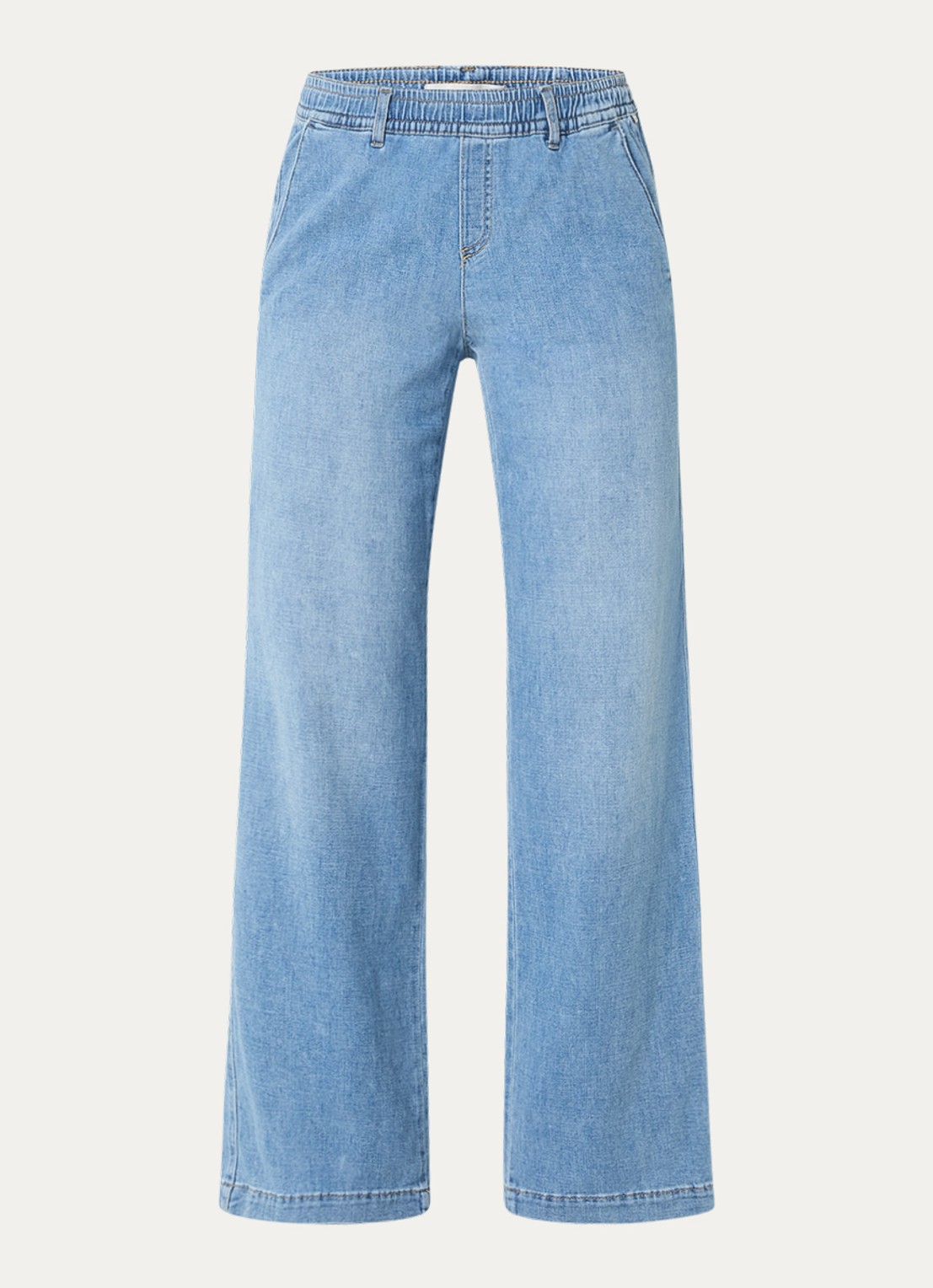 BRAX Maine mid waist loose fit jeans met elastische band - voorkant 2 lichtblauw