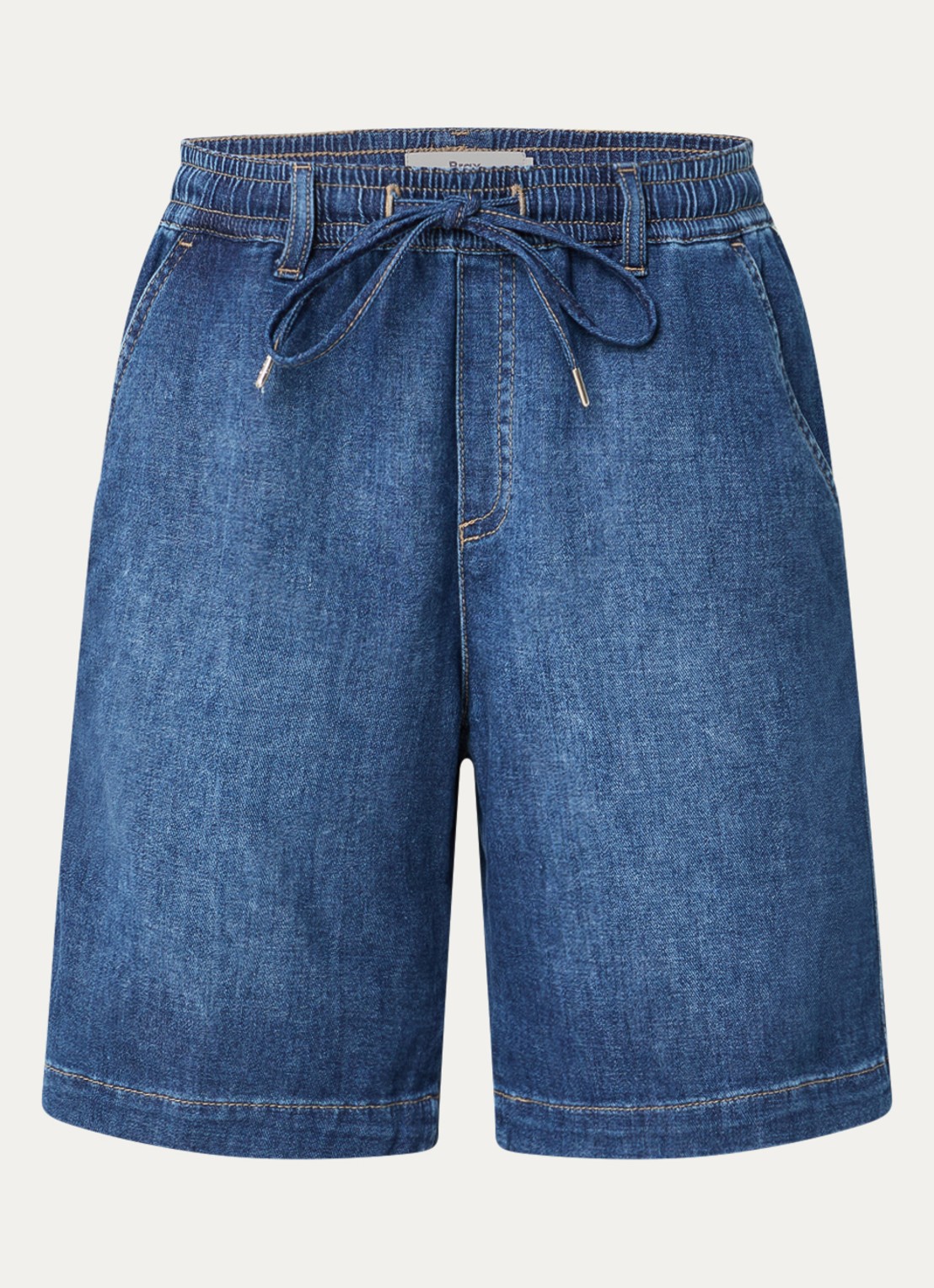 BRAX Maine mid waist wide fit korte broek met steekzakken - voorkant 2 indigo