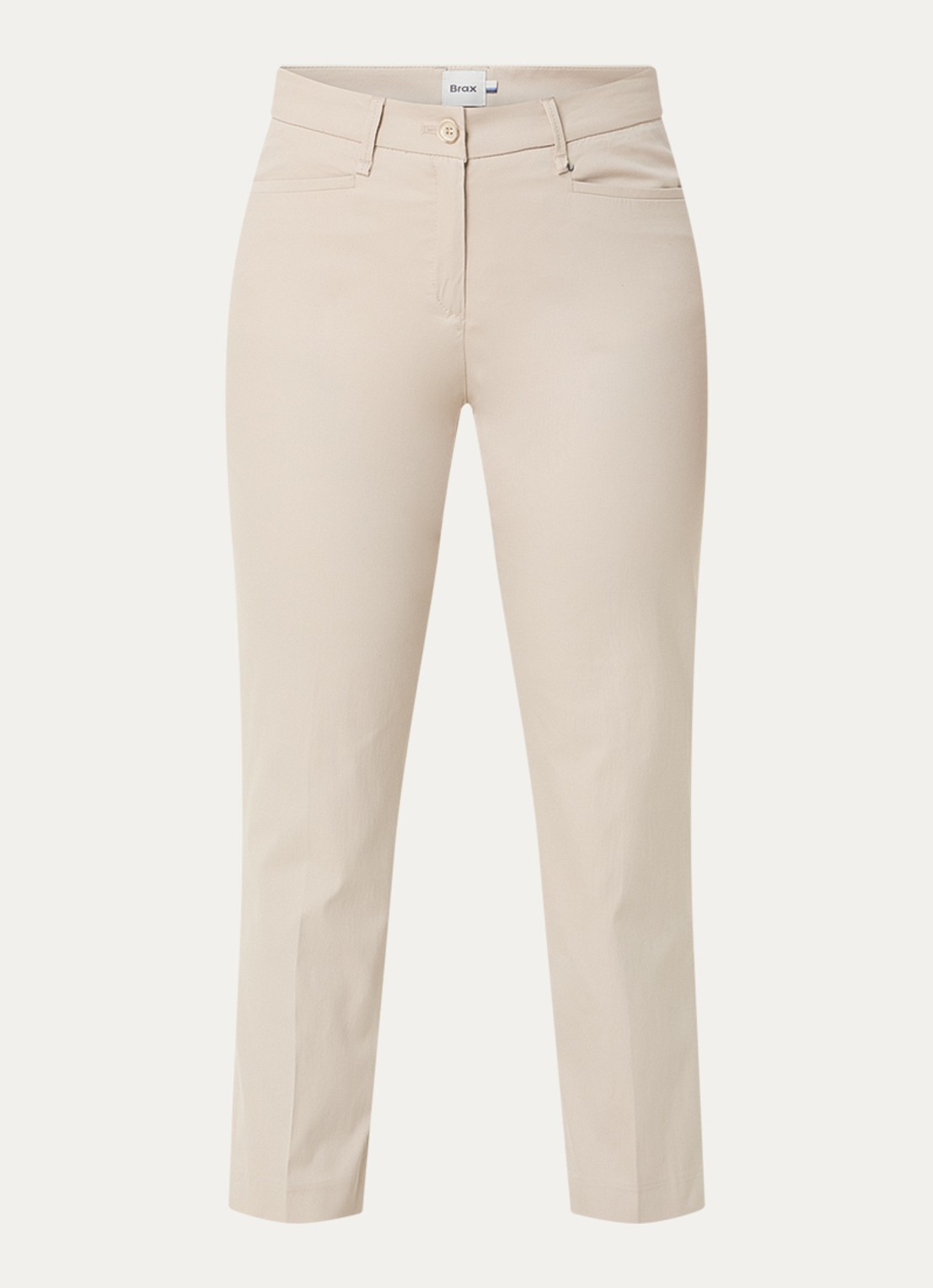 BRAX Mara mid waist cropped slim fit broek met steekzakken - voorkant 3 beige
