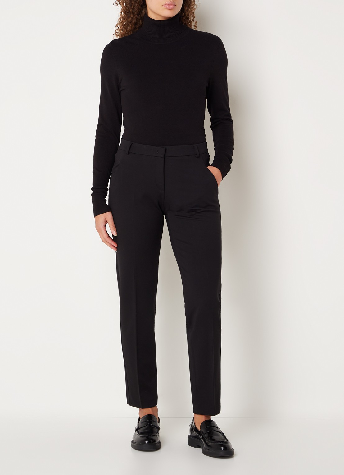 BRAX Maron mid waist cropped regular fit chino met steekzakken - voorkant 4 zwart