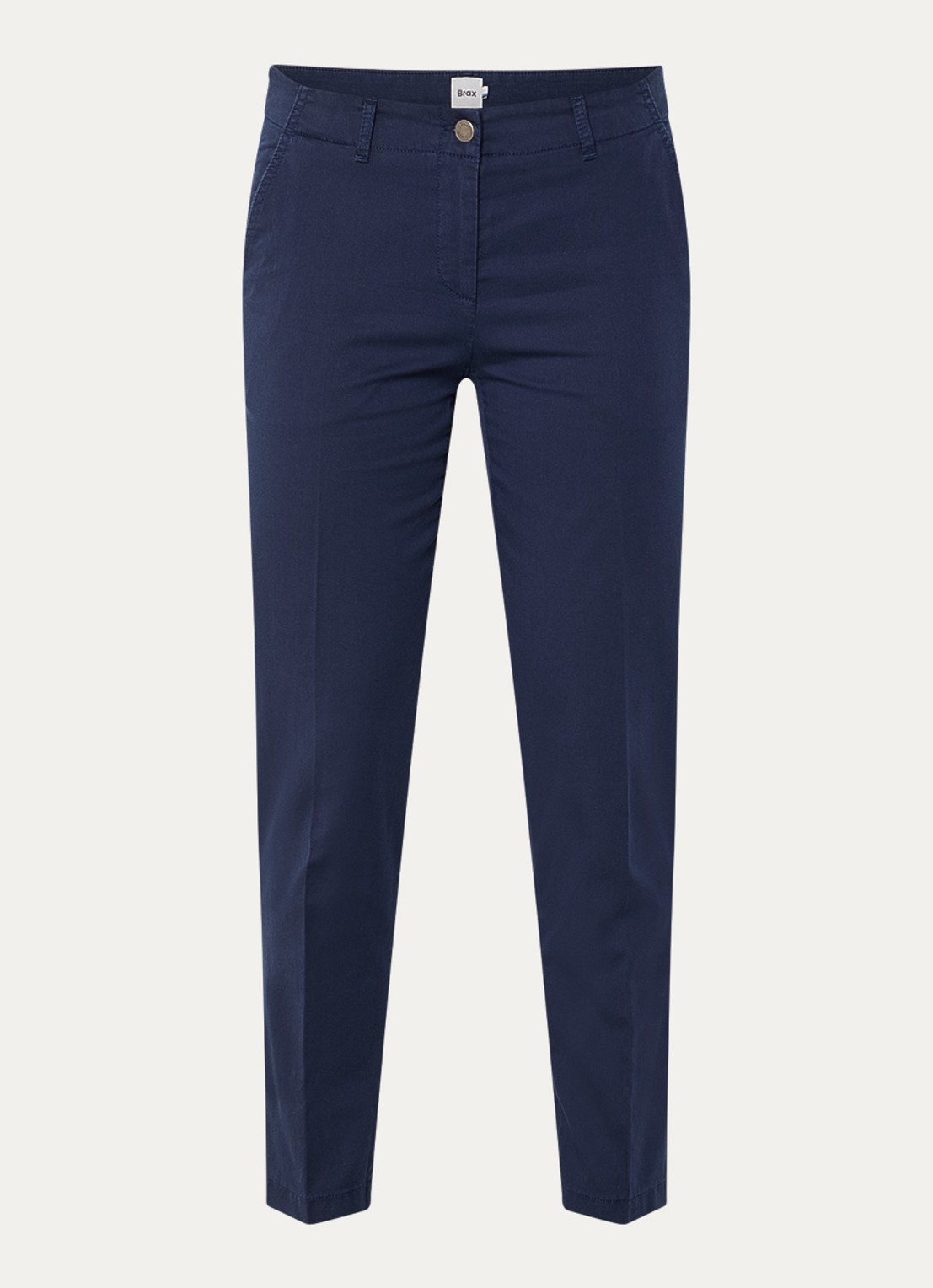 BRAX Maron mid waist cropped tapered fit chino met steekzakken - voorkant donkerblauw