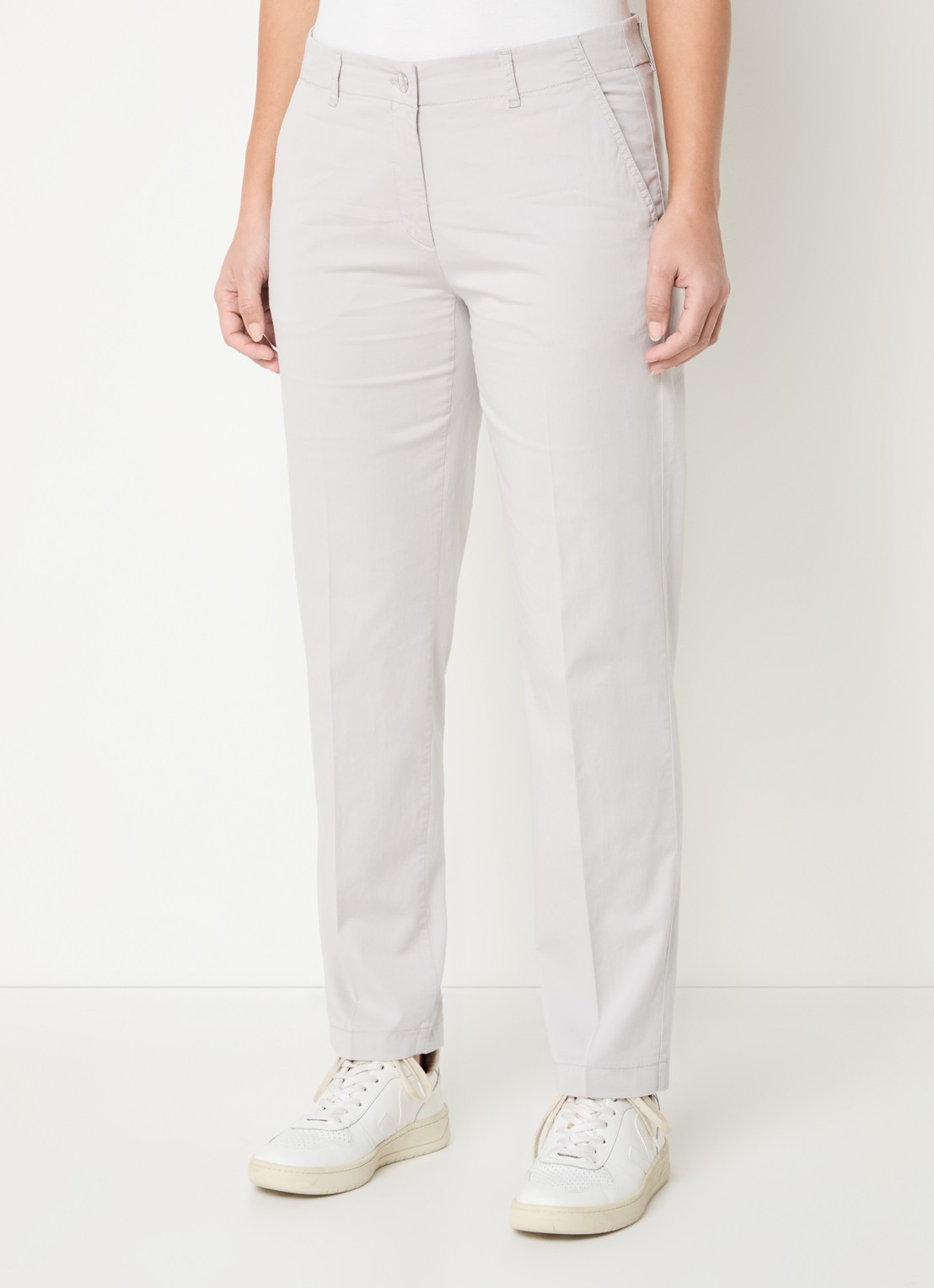 BRAX Maron mid waist cropped tapered fit chino met steekzakken - detail 4 lichtgrijs