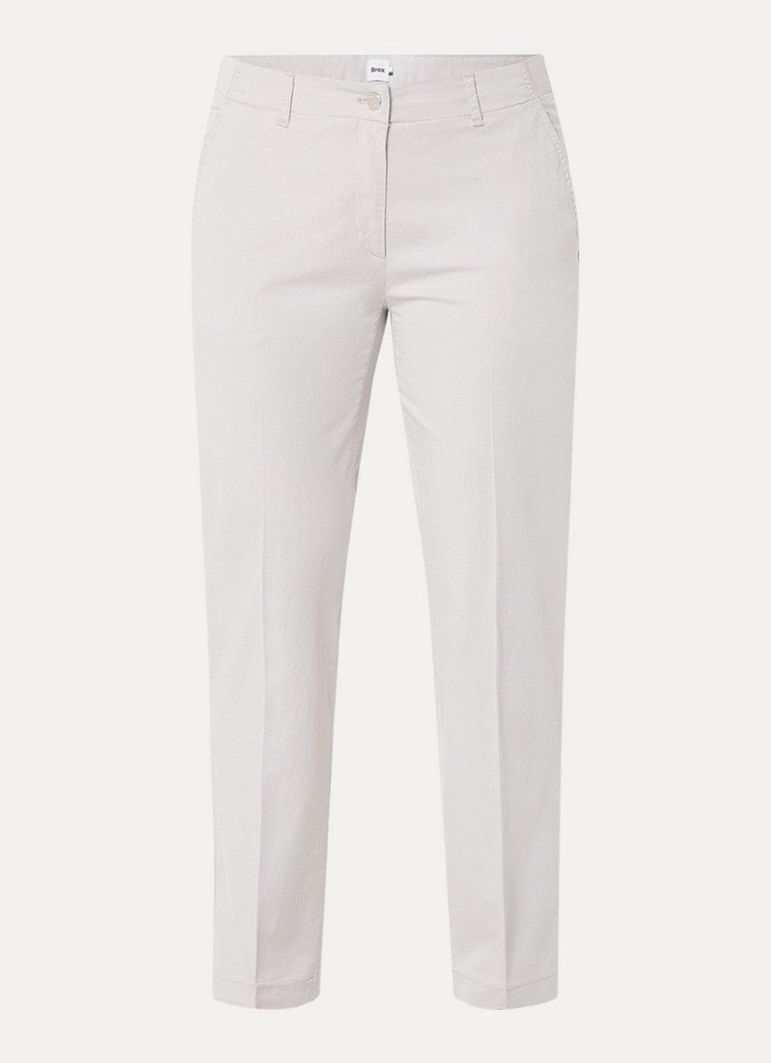 BRAX Maron mid waist cropped tapered fit chino met steekzakken - voorkant lichtgrijs