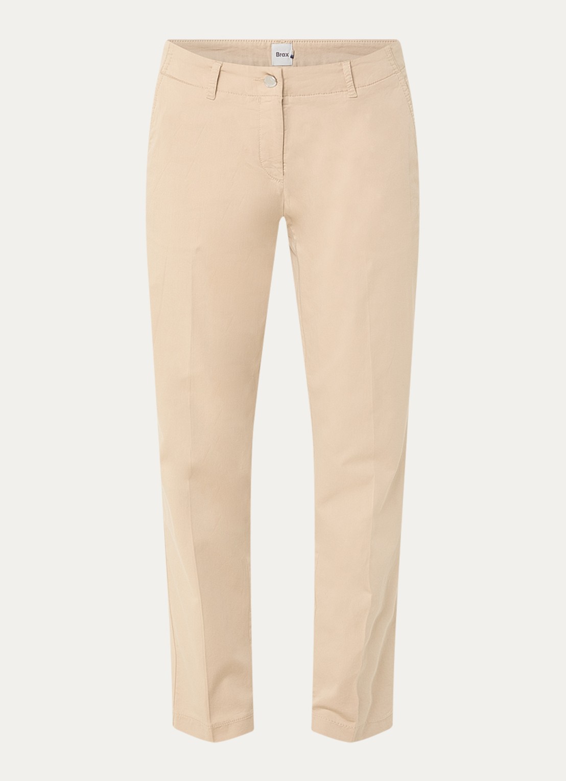BRAX Maron mid waist cropped tapered fit chino met steekzakken - voorkant camel
