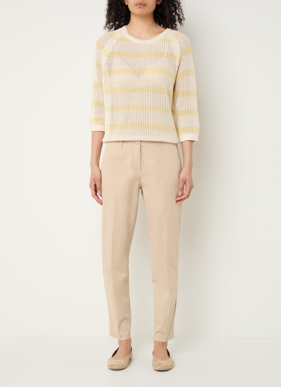 BRAX Maron mid waist cropped tapered fit chino met steekzakken - voorkant 2 camel