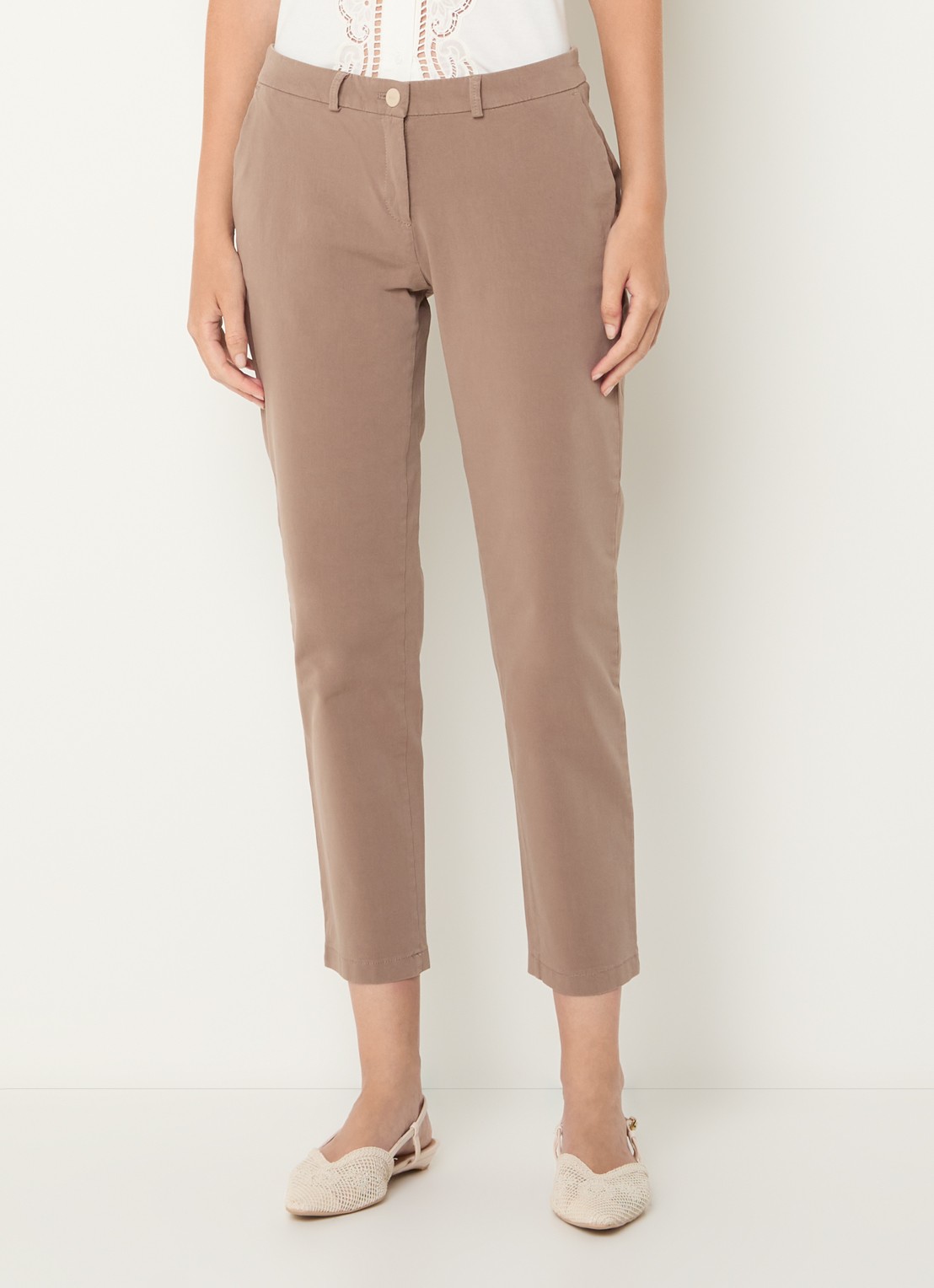BRAX Maron mid waist slim fit broek met steekzakken - detail zand
