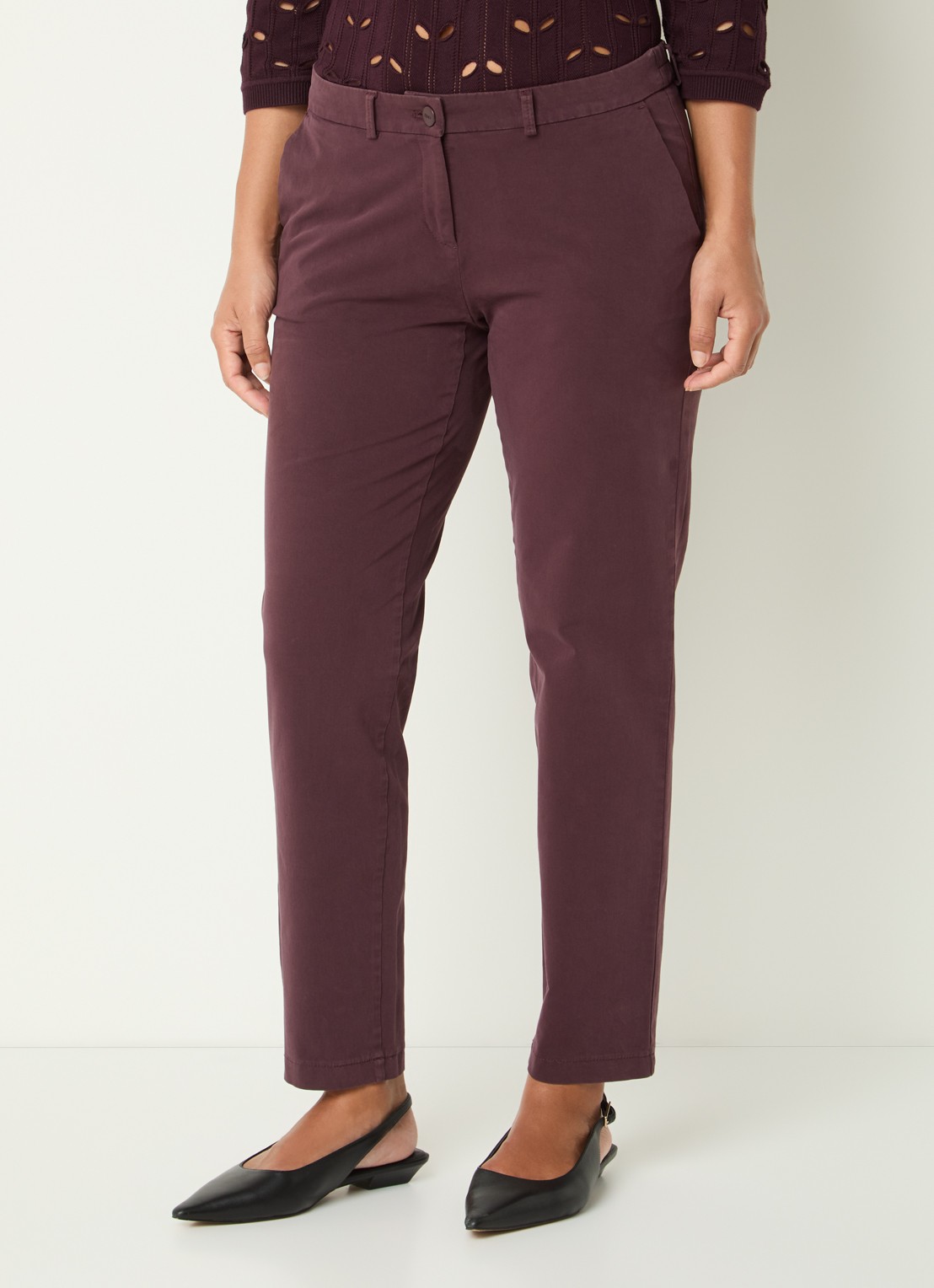 BRAX Maron mid waist slim fit broek met steekzakken - detail koper