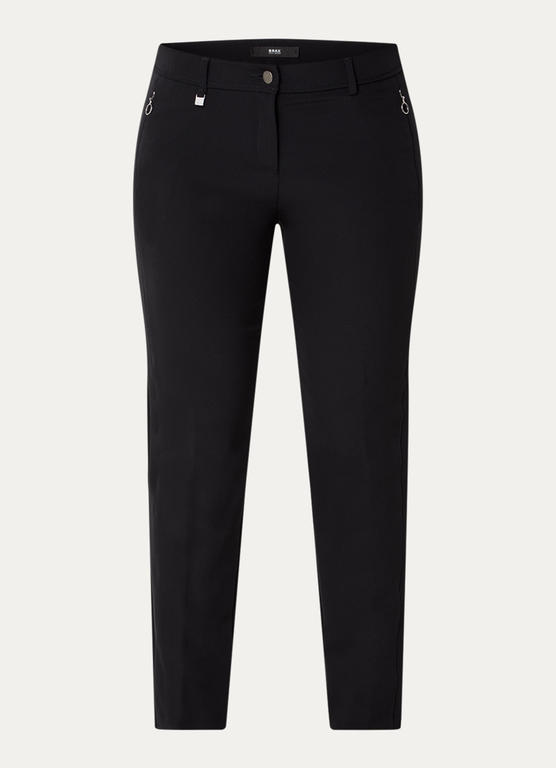 BRAX Maron mid waist slim fit chino met stretch - voorkant 2 zwart
