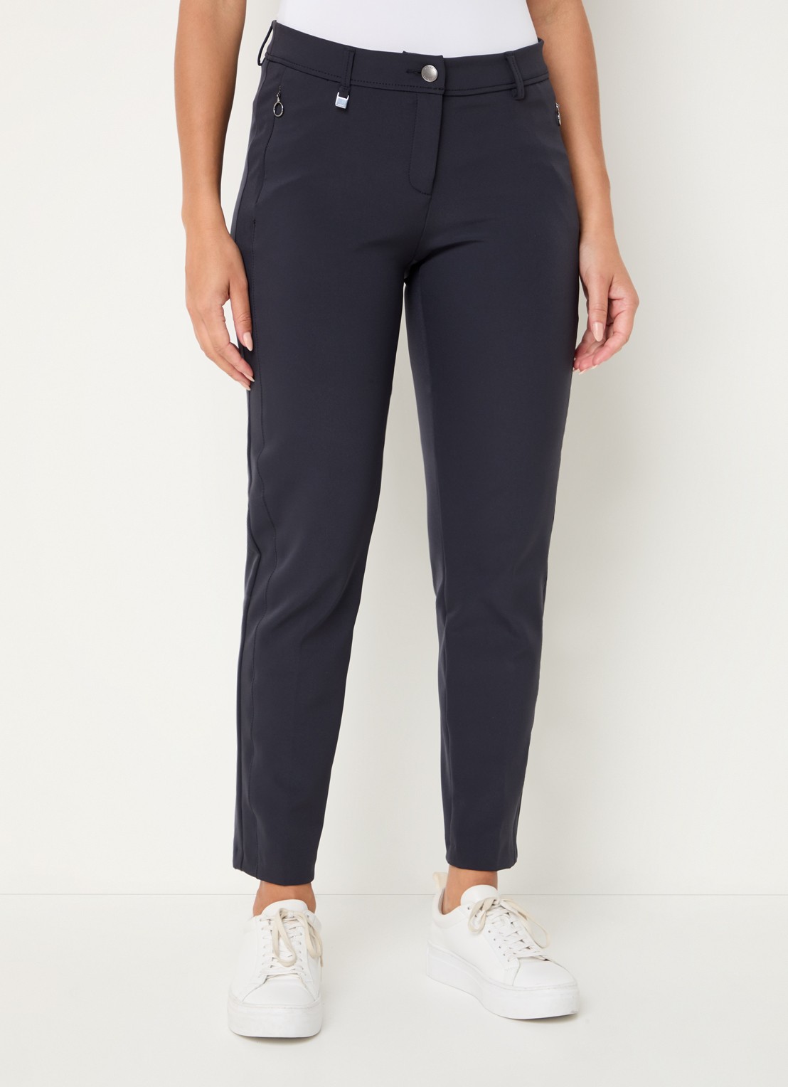 BRAX Maron mid waist slim fit chino met stretch - detail 4 donkerblauw
