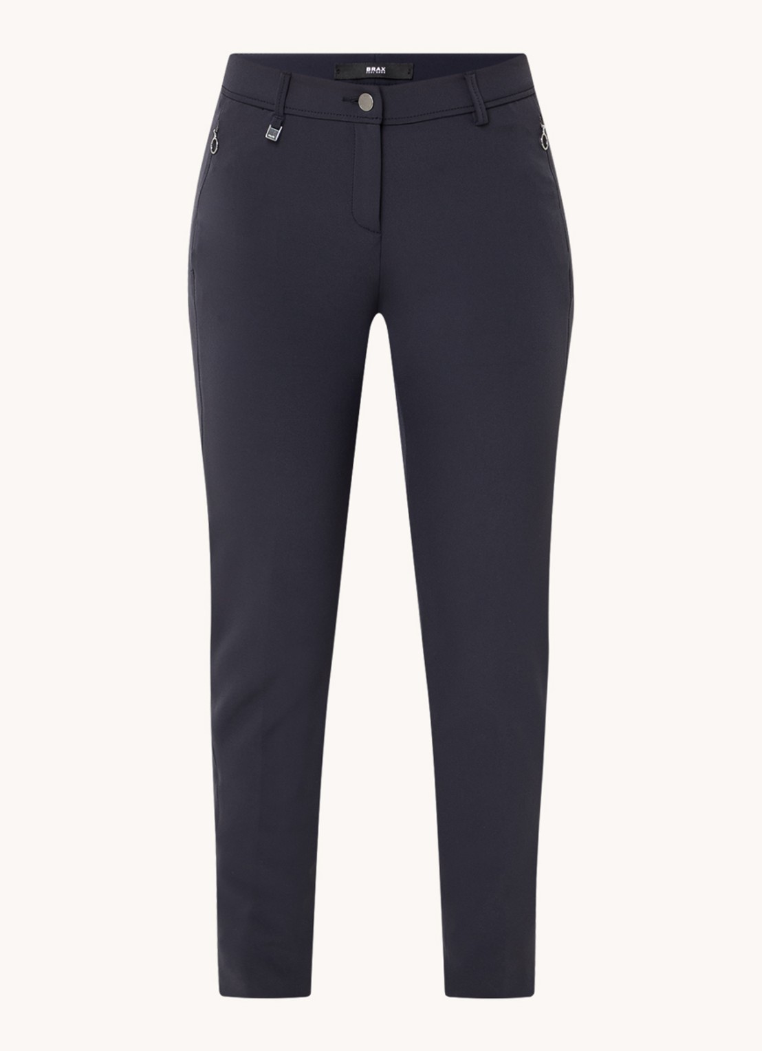 BRAX Maron mid waist slim fit chino met stretch - voorkant 2 donkerblauw