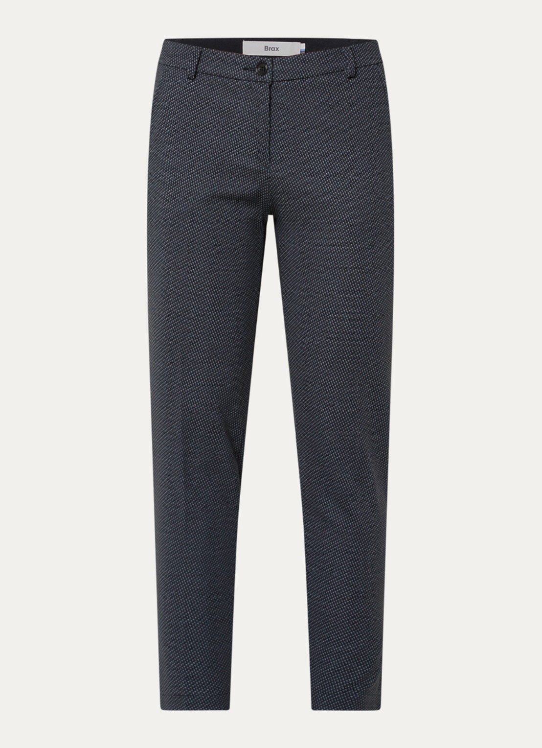 BRAX Maron S mid waist slim fit cropped chino met elastische band - voorkant 2 donkerblauw