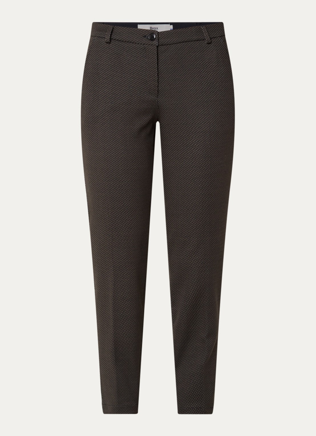 BRAX Maron S mid waist slim fit cropped chino met elastische band - voorkant 2 groen