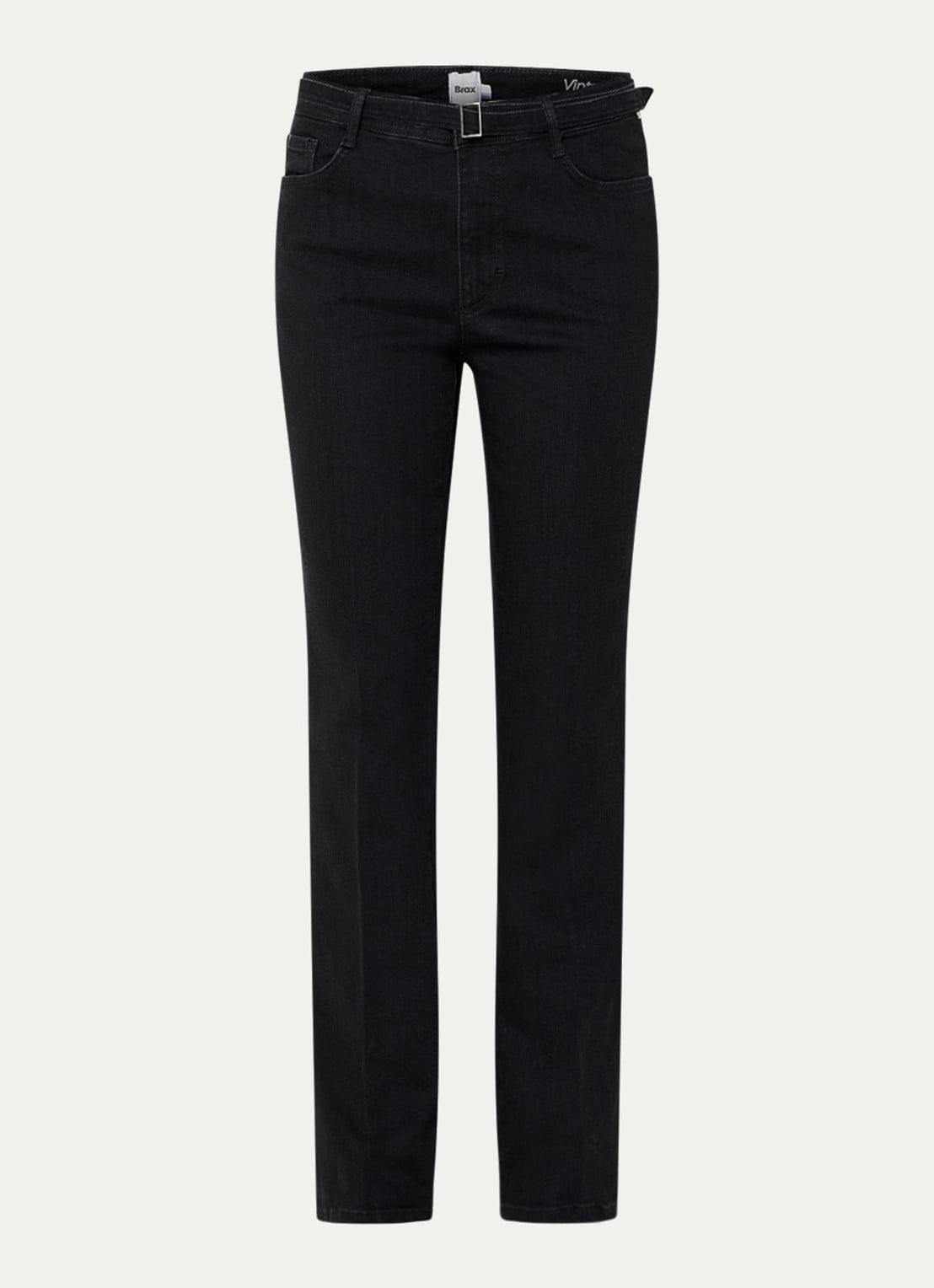 BRAX Mary high waist bootcut jeans met ceintuur - voorkant 4 zwart