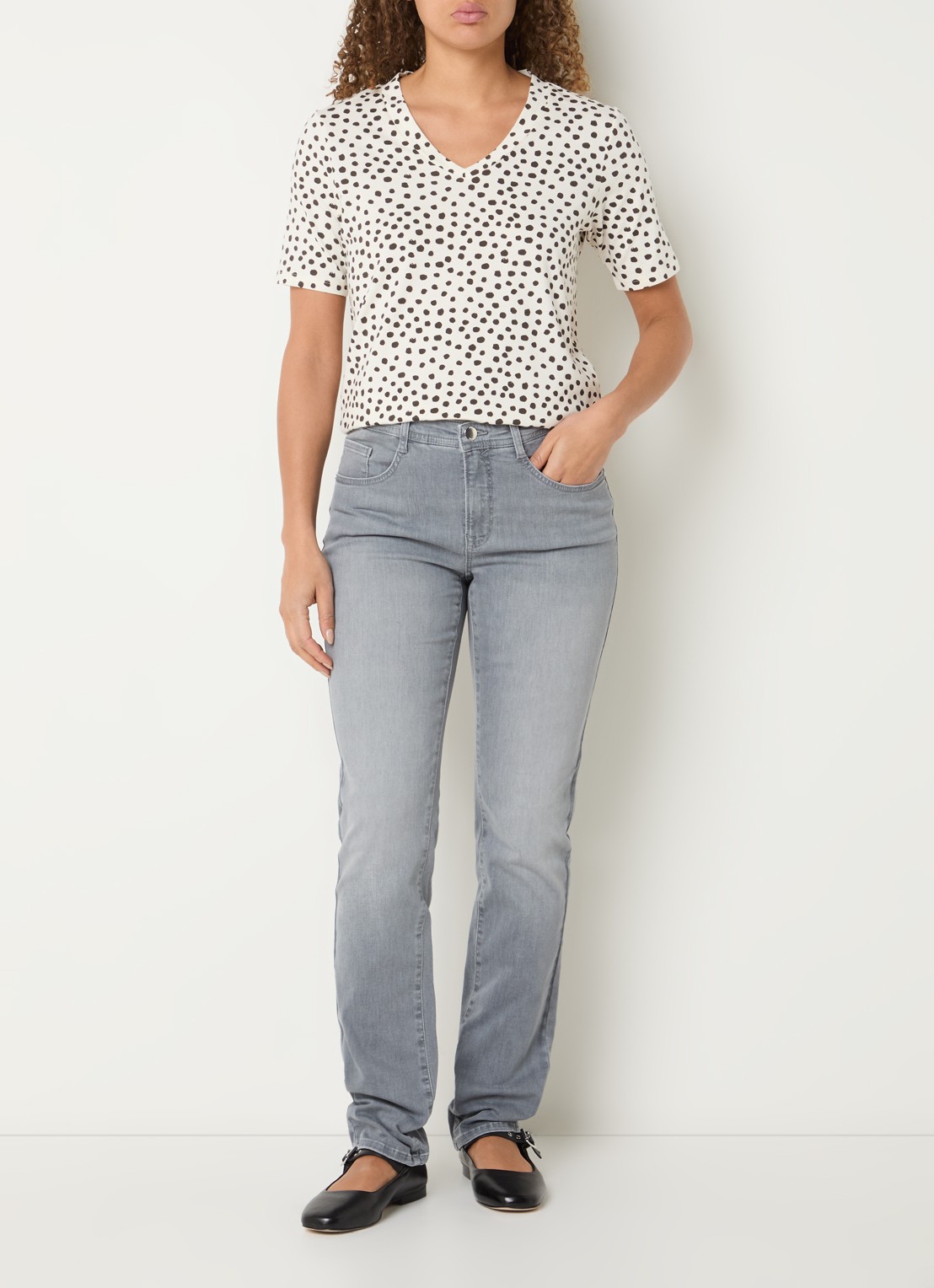 BRAX Mary high waist skinny fit jeans met steekzakken - voorkant 5 grijs