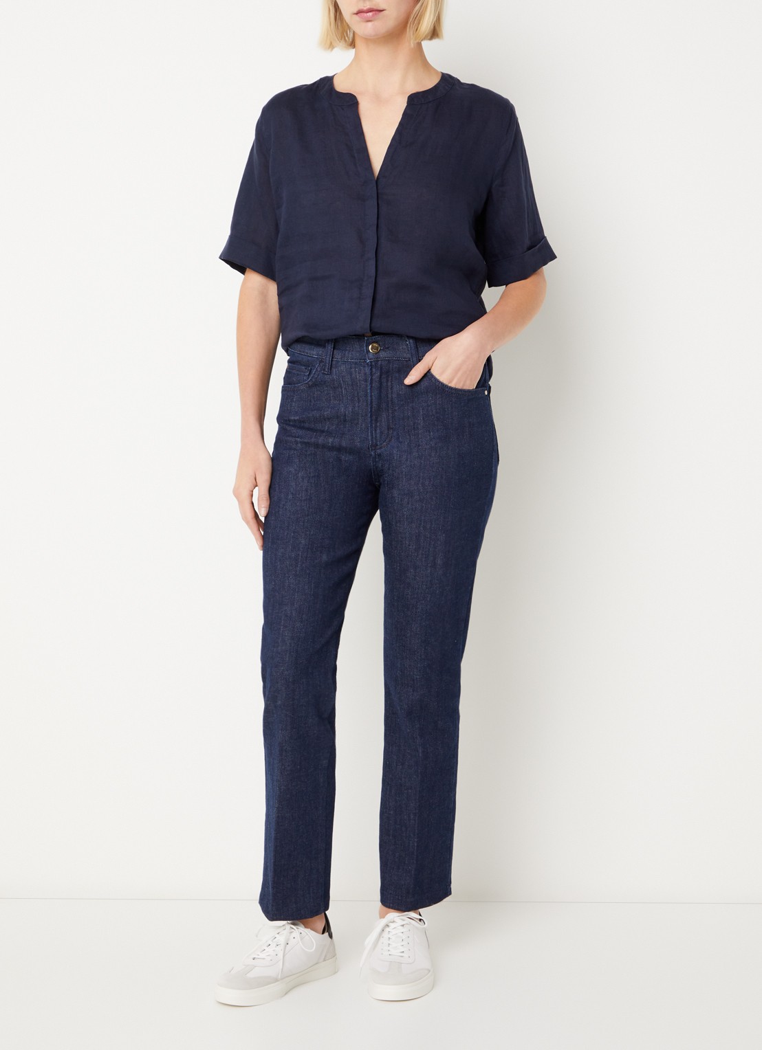 BRAX May high waist slim fit jeans met gekleurde wassing - voorkant 4 donkerblauw