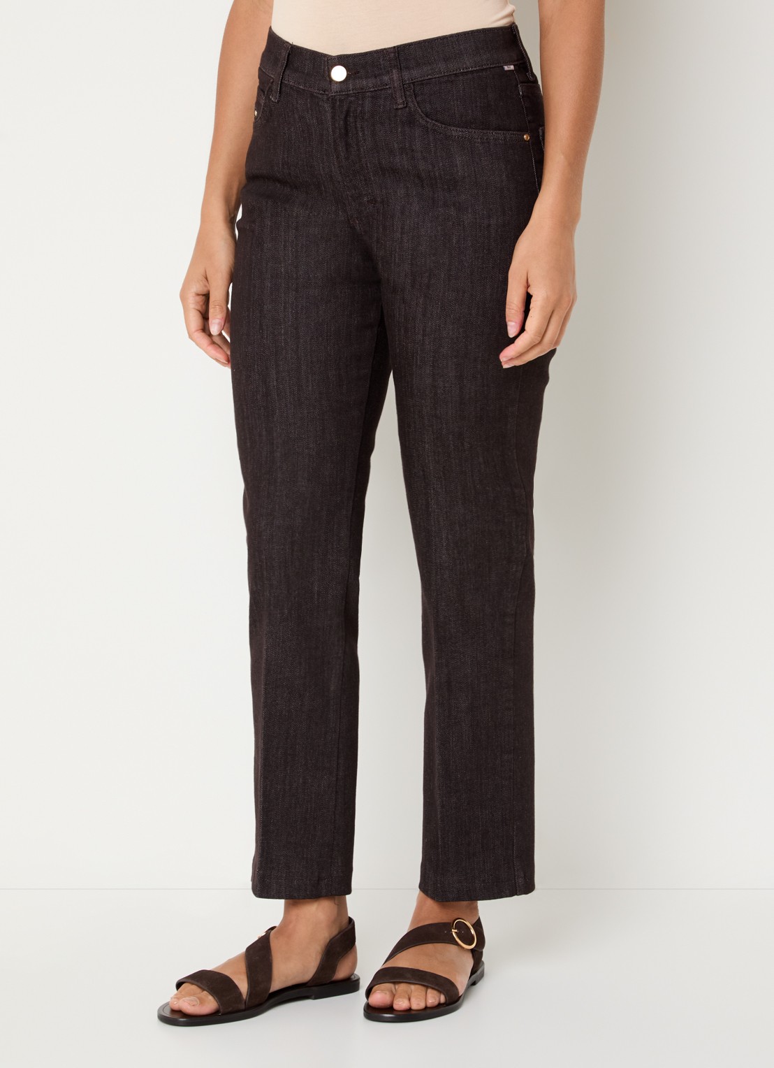 BRAX May S high waist loose fit jeans met steekzakken - detail 3 donkerbruin