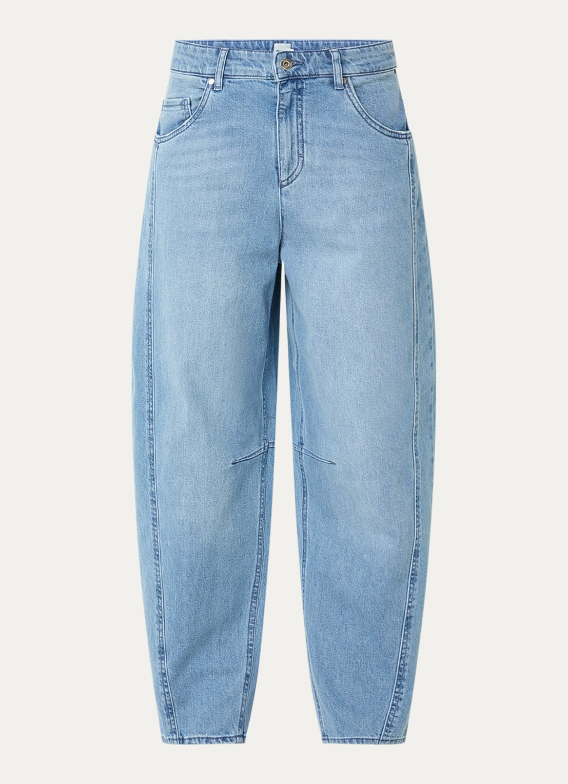 BRAX Megan mid waist tapered fit cropped jeans met lichte wassing - voorkant 2 lichtblauw