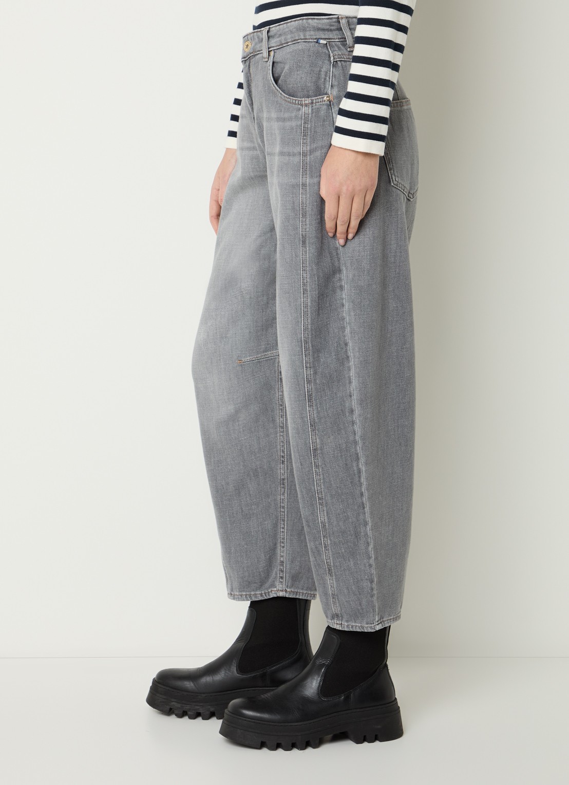 BRAX Megan S high waist cropped tapered jeans met steekzakken - detail 5 grijs