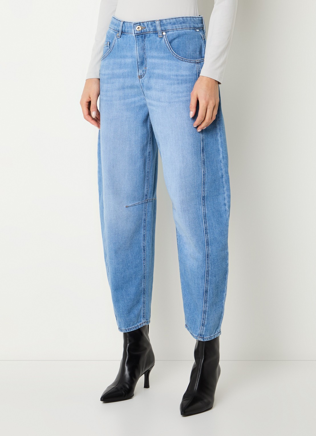 BRAX Megan S high waist cropped tapered jeans met steekzakken - detail 3 indigo