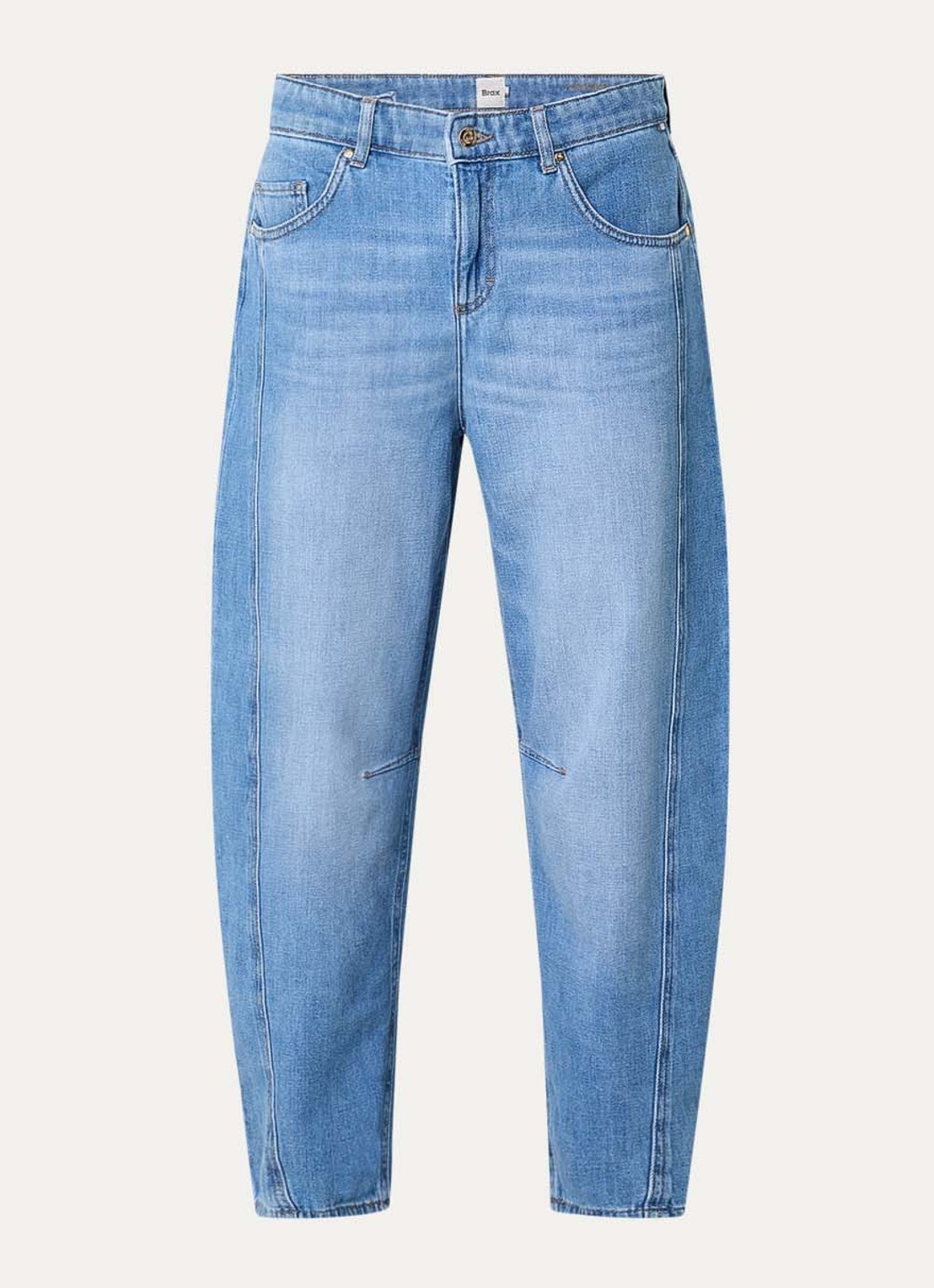 BRAX Megan S high waist cropped tapered jeans met steekzakken - voorkant indigo