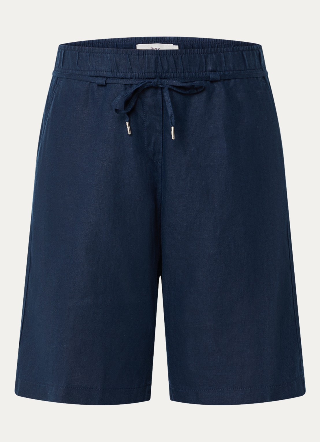 BRAX Mel mid waist straight fit korte broek van linnen - voorkant donkerblauw