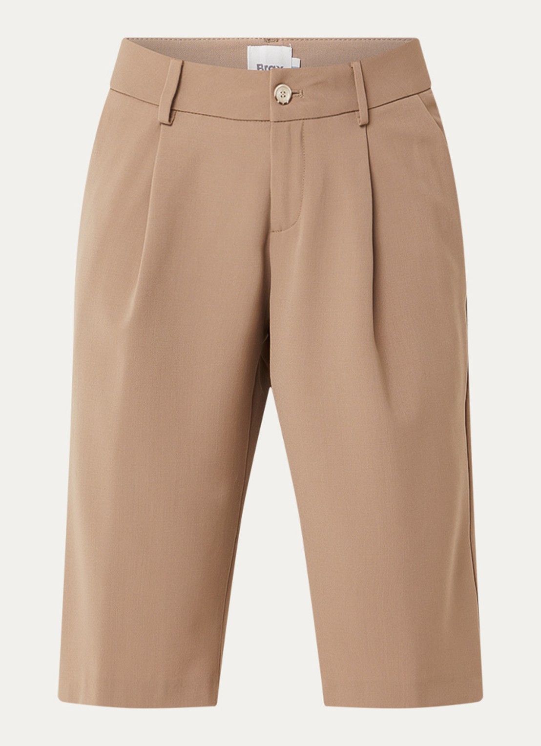 BRAX Milla high waist straight fit korte broek in wolblend - voorkant 2 zand