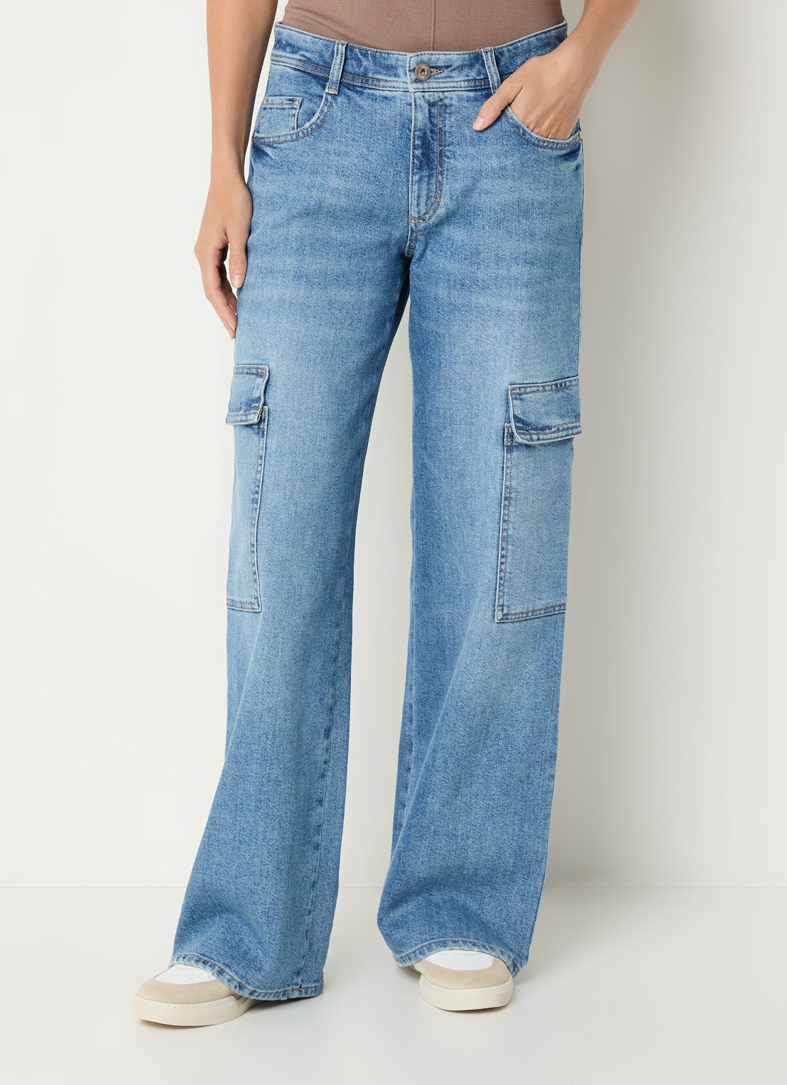 BRAX Morgan high waist wide leg jeans met klepzakken - detail 3 indigo