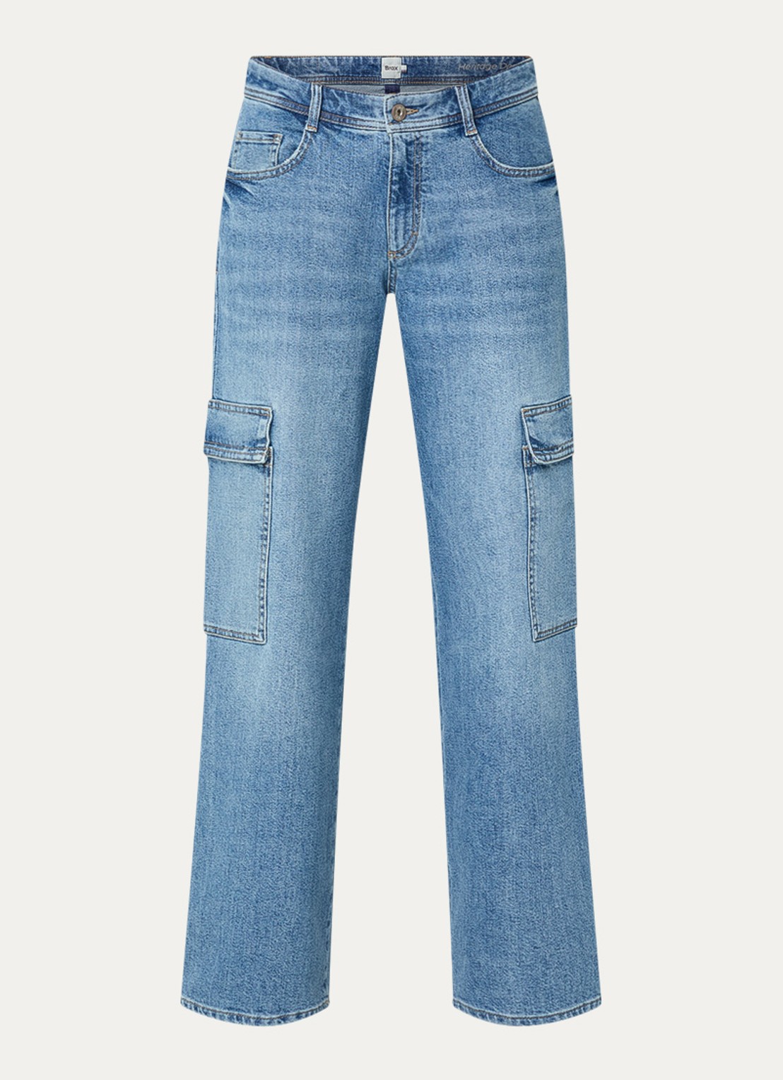 BRAX Morgan high waist wide leg jeans met klepzakken - voorkant indigo
