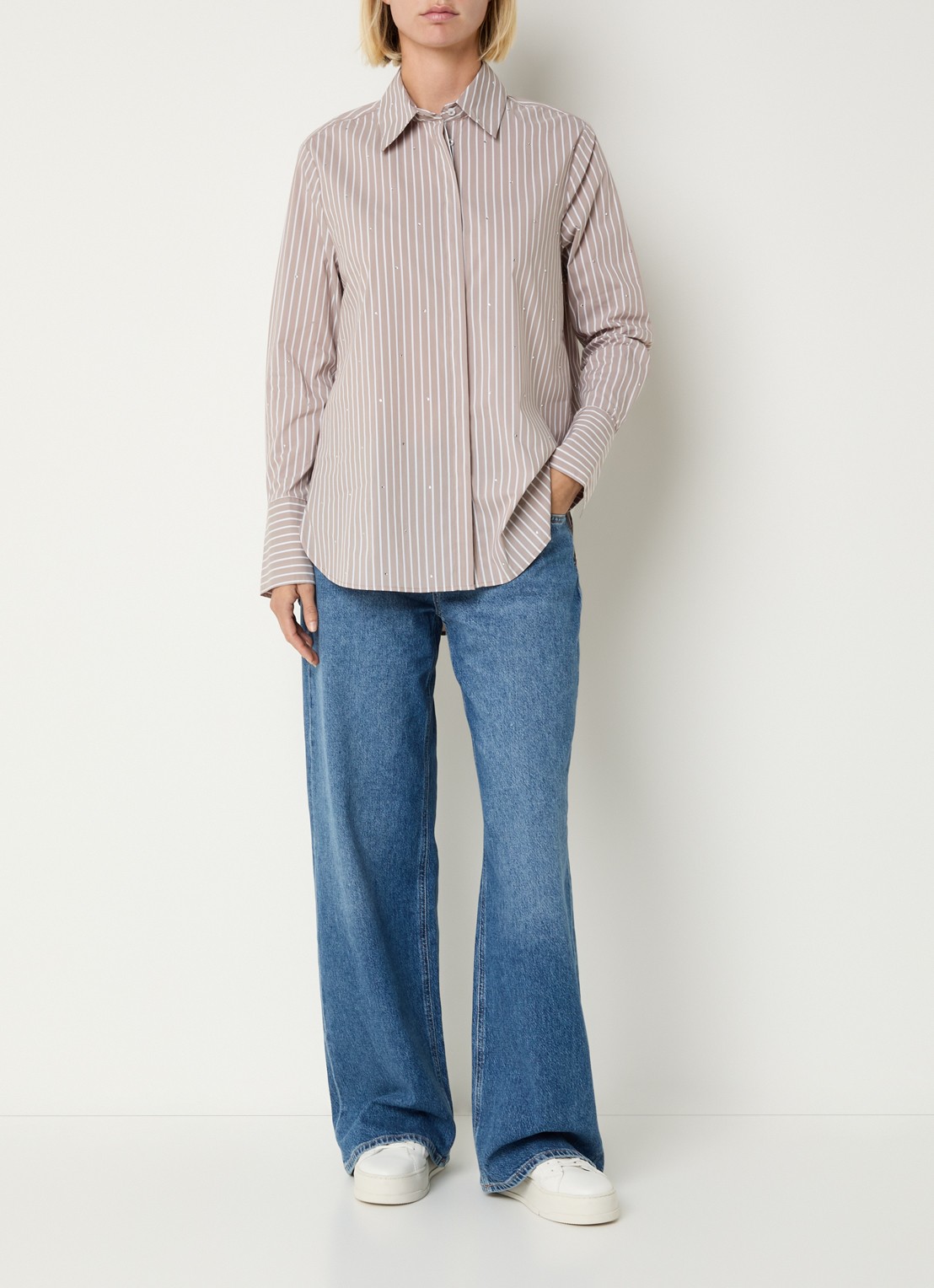 BRAX Morgan high waist wide leg jeans  met medium wassing - voorkant 2 indigo