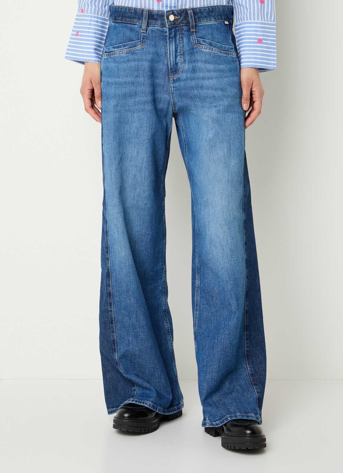 BRAX Morgan high waist wide leg jeans met steekzakken - detail indigo
