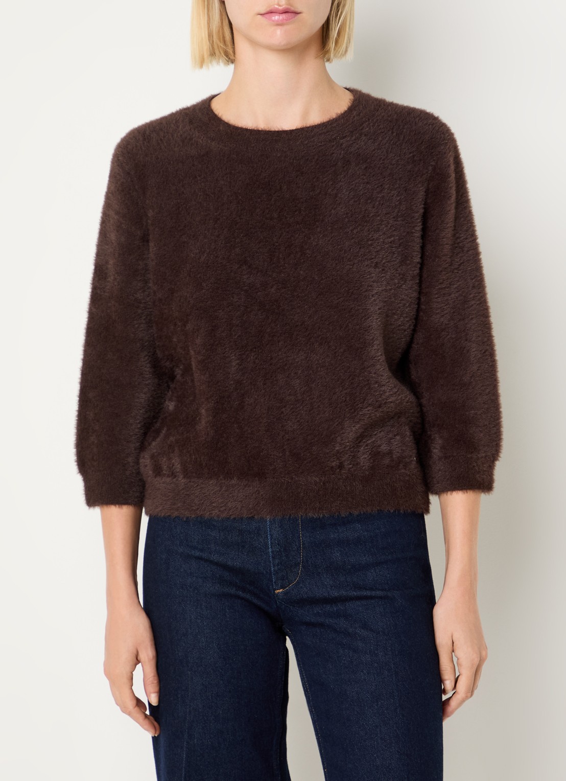 BRAX Noemi fijngebreide pullover - detail bruin