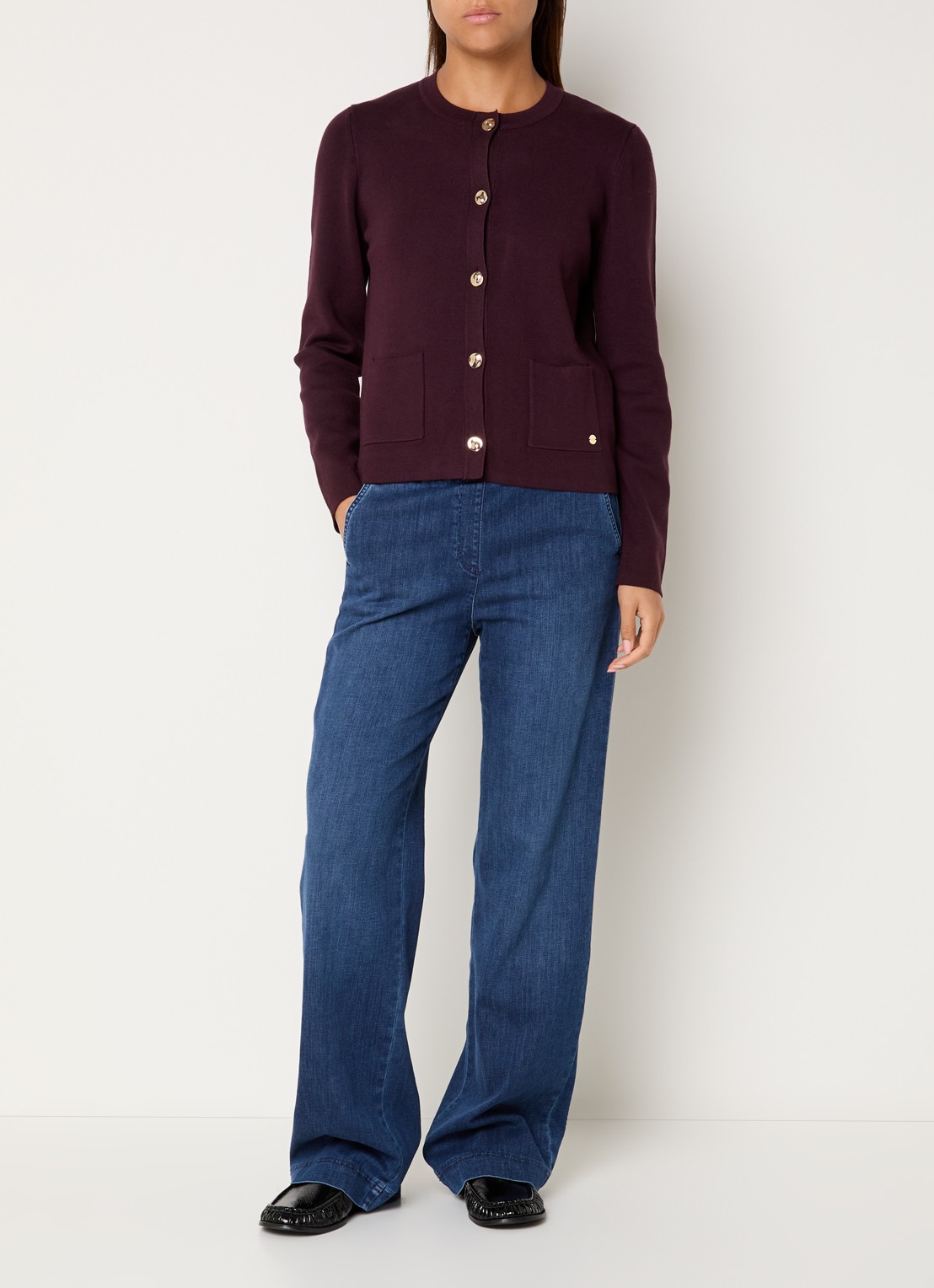 BRAX Pam mid waist loose fit jeans met donkere wassing - voorkant 2 indigo