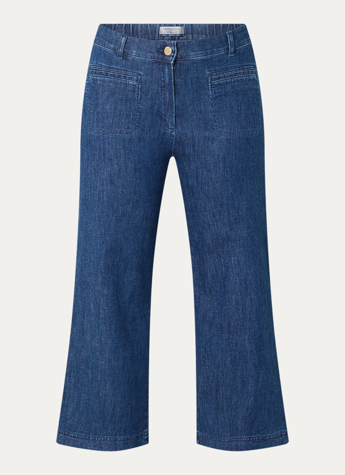 BRAX Peggy mid waist straight fit cropped broek van chambray - voorkant 2 indigo