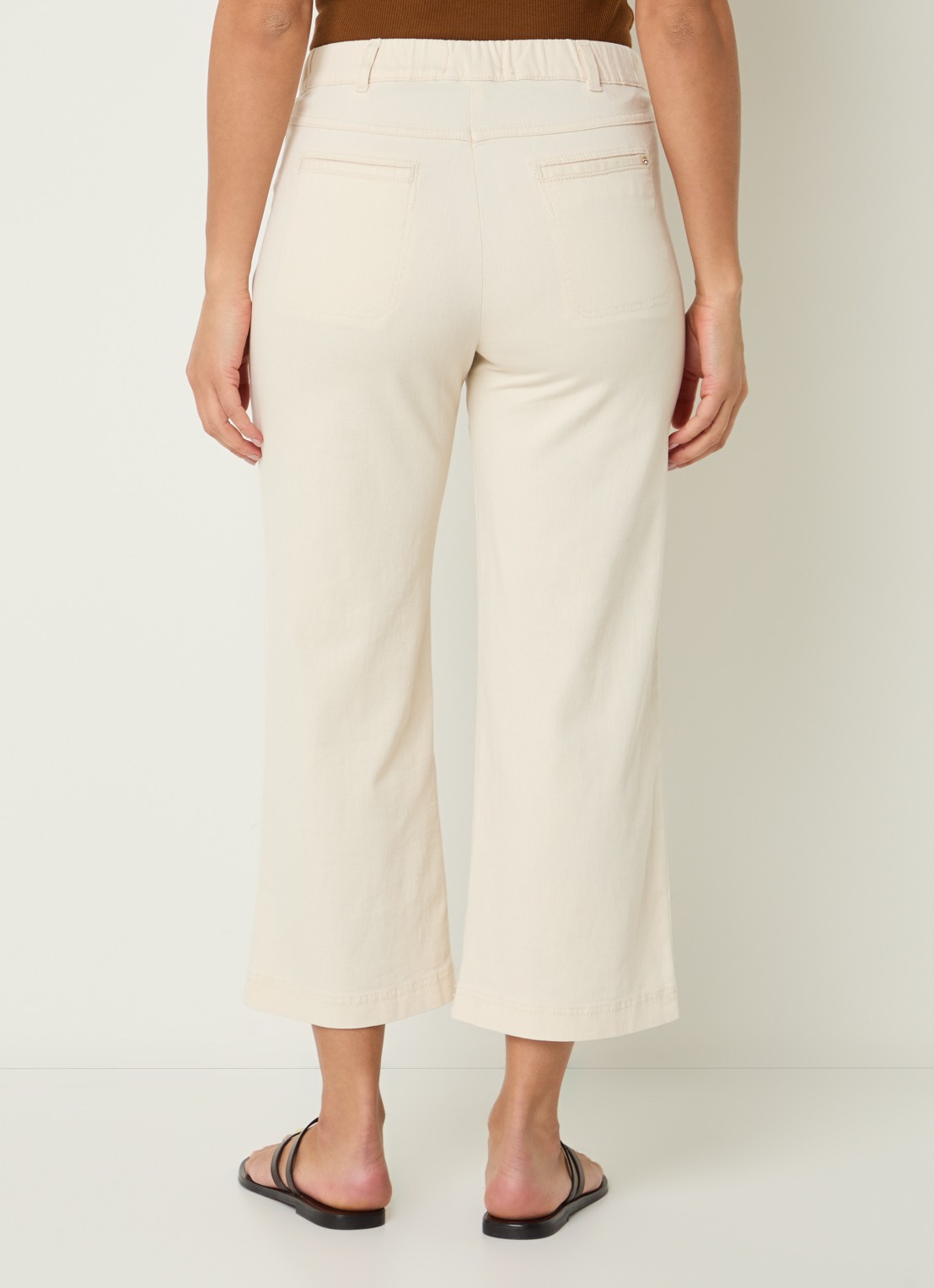 BRAX Peggy mid waist straight fit cropped broek van chambray - achterkant 3 creme