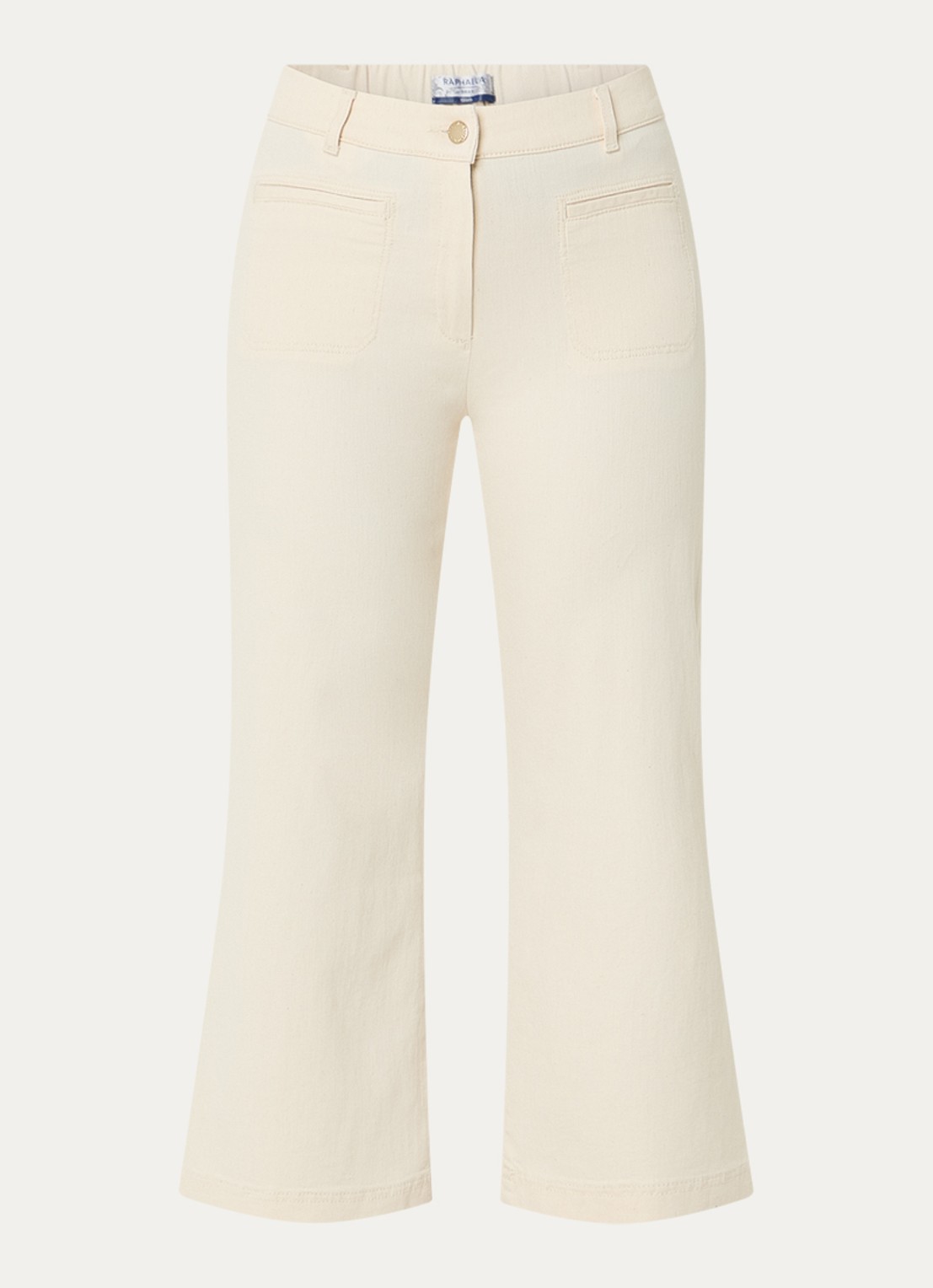 BRAX Peggy mid waist straight fit cropped broek van chambray - voorkant creme
